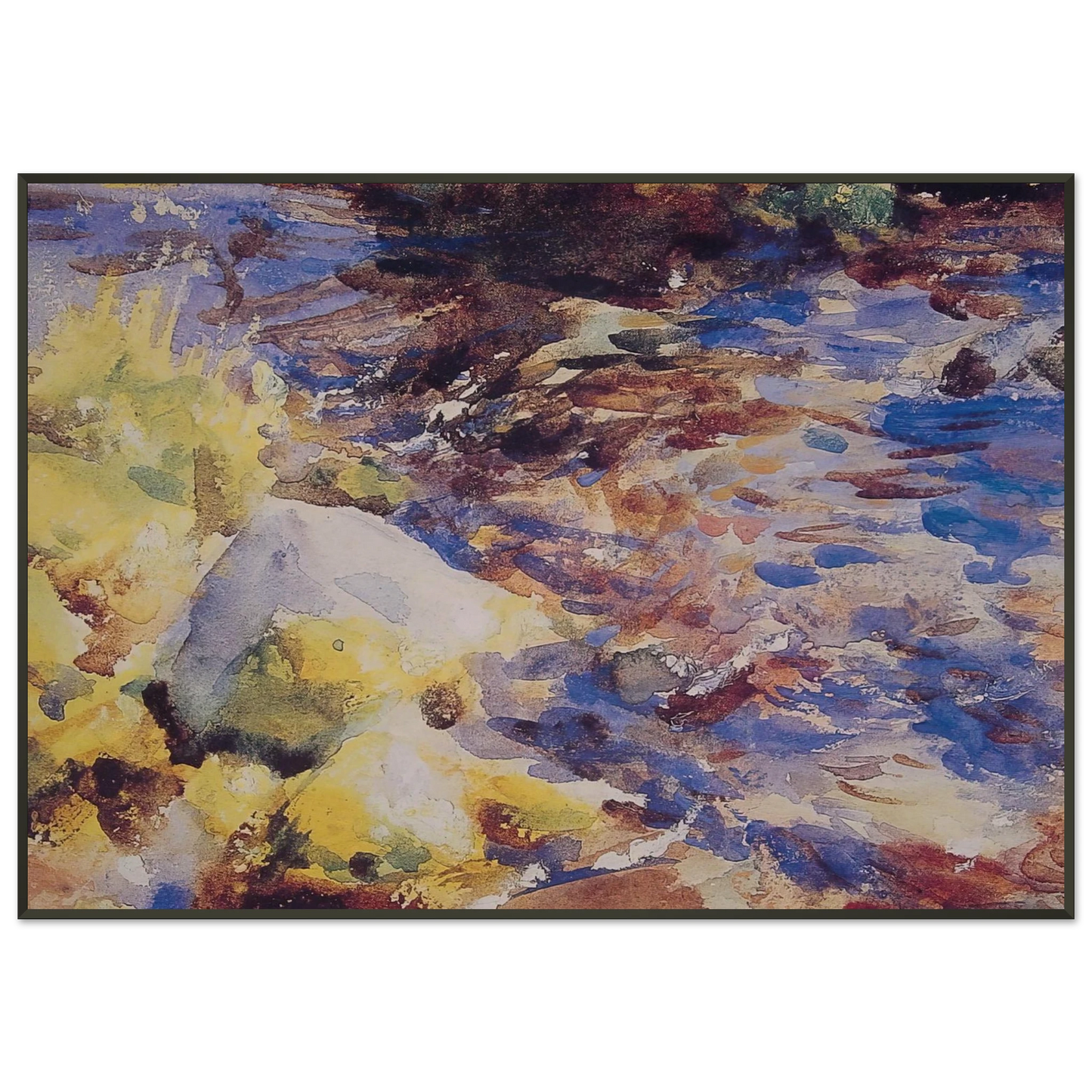 John Singer Sargent Reflections Rocks and Water Framed Art Print - Aluminum Frame - 21x29.7 cm / 8x12"