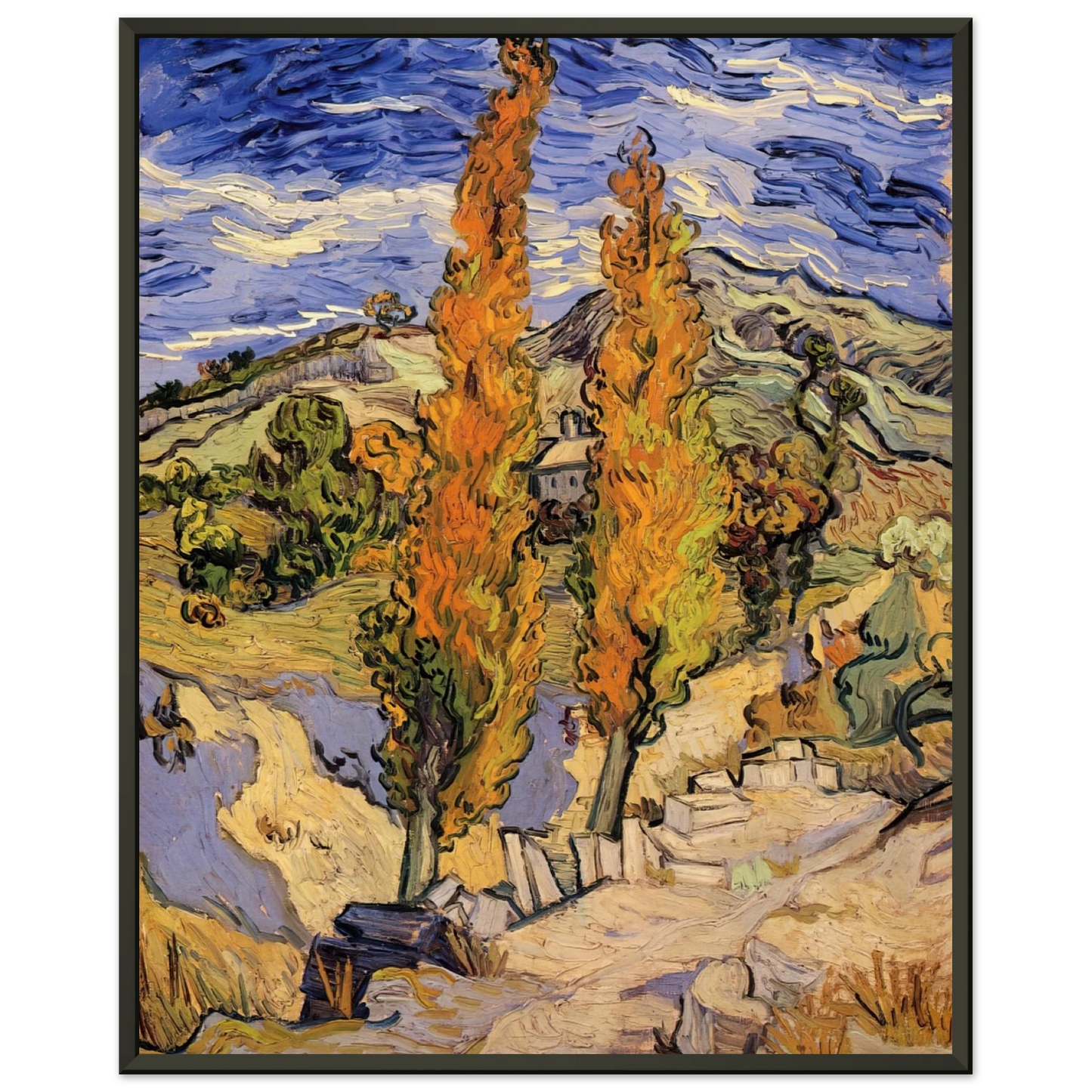 Vincent van Gogh Two Poplars on a Hill Framed Art Print - Aluminum Frame - 70x100 cm / 28x40 inches