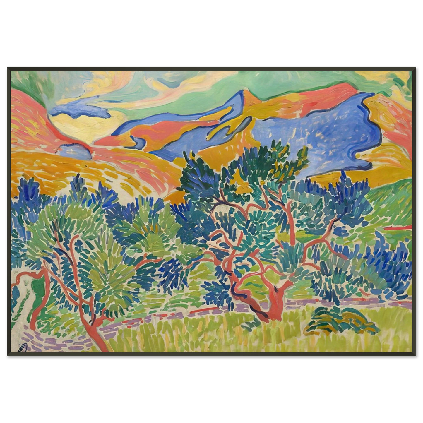 Andre Derain MOUNTAINS AT COLLIOURE 1905 Framed Art Print - Aluminum Frame - 21x29.7 cm / 8x12"