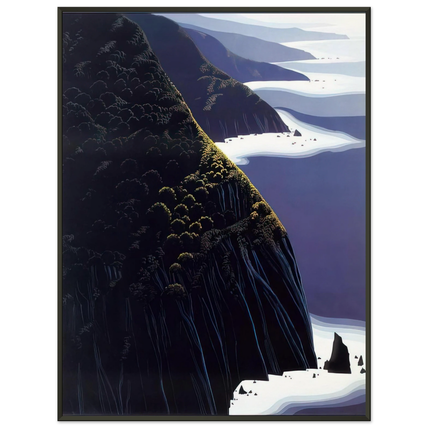Eyvind Earle  Gray Big Sur Framed Art Print  - Aluminum Frame - 60x80 cm / 24x32 inches