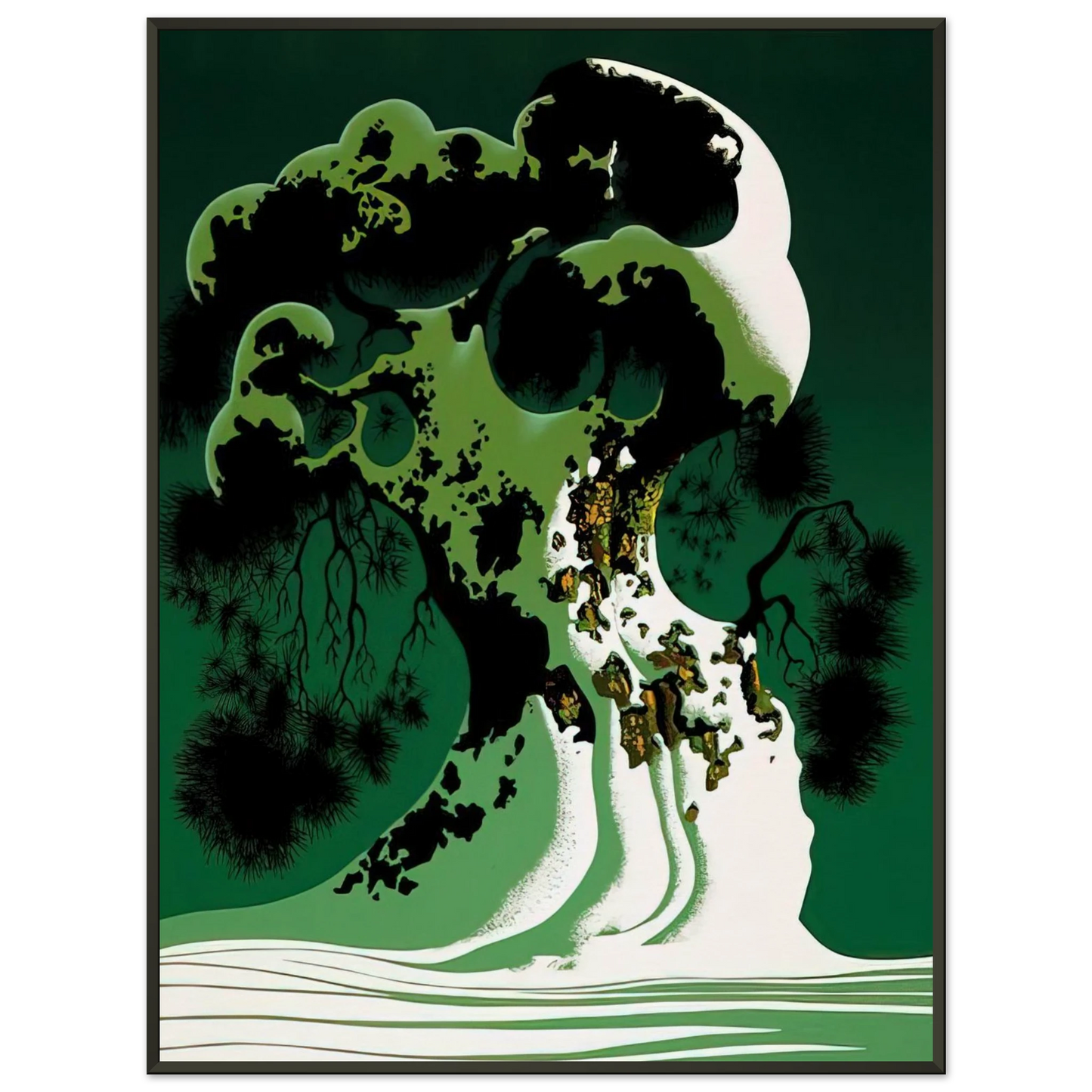 Eyvind Earle Snow Covered Bonsai Framed Art Print - Aluminum Frame - 40x50 cm / 16x20 inches