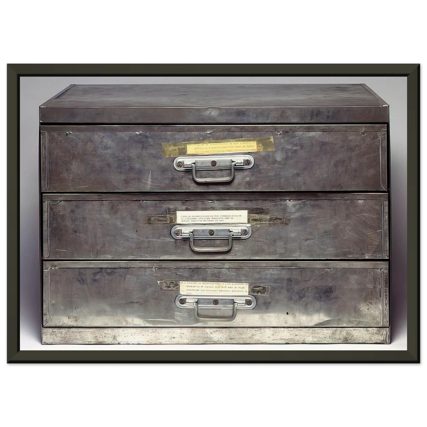 Christian Boltanski ATTEMPT AT RECREATION THREE DRAWERS 1971 Framed Art Print - Aluminum Frame - 40x50 cm / 16x20 inches