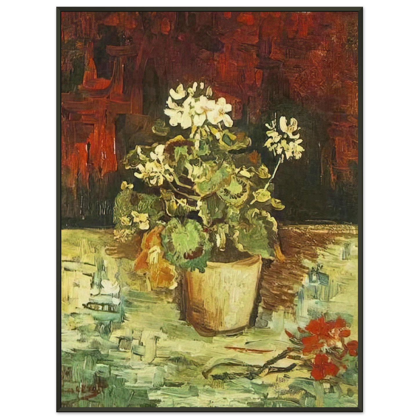 Vincent van Gogh  Geranium in a Flowerpot Framed Art Print  - Aluminum Frame - 70x100 cm / 28x40 inches