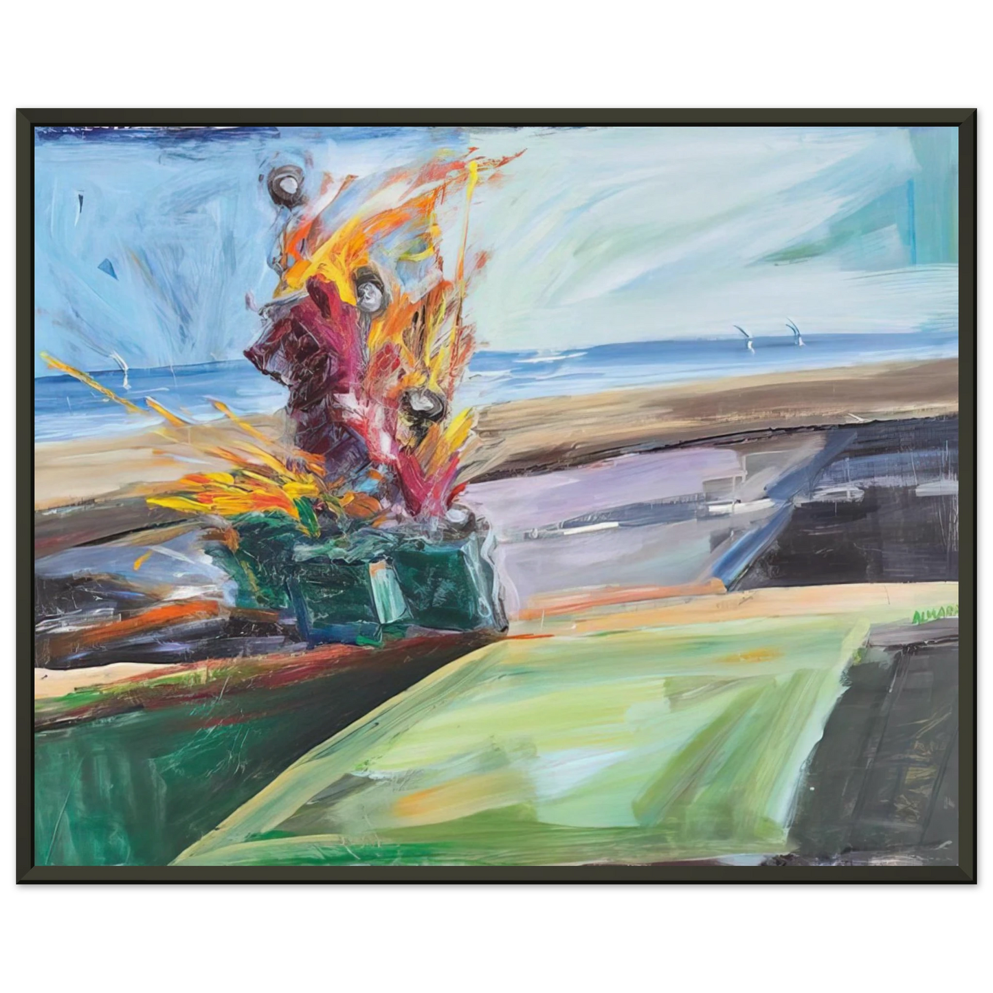 Carlos Almaraz Untitled Car Crash 1987 Framed Art Print - Aluminum Frame - 60x80 cm / 24x32 inches