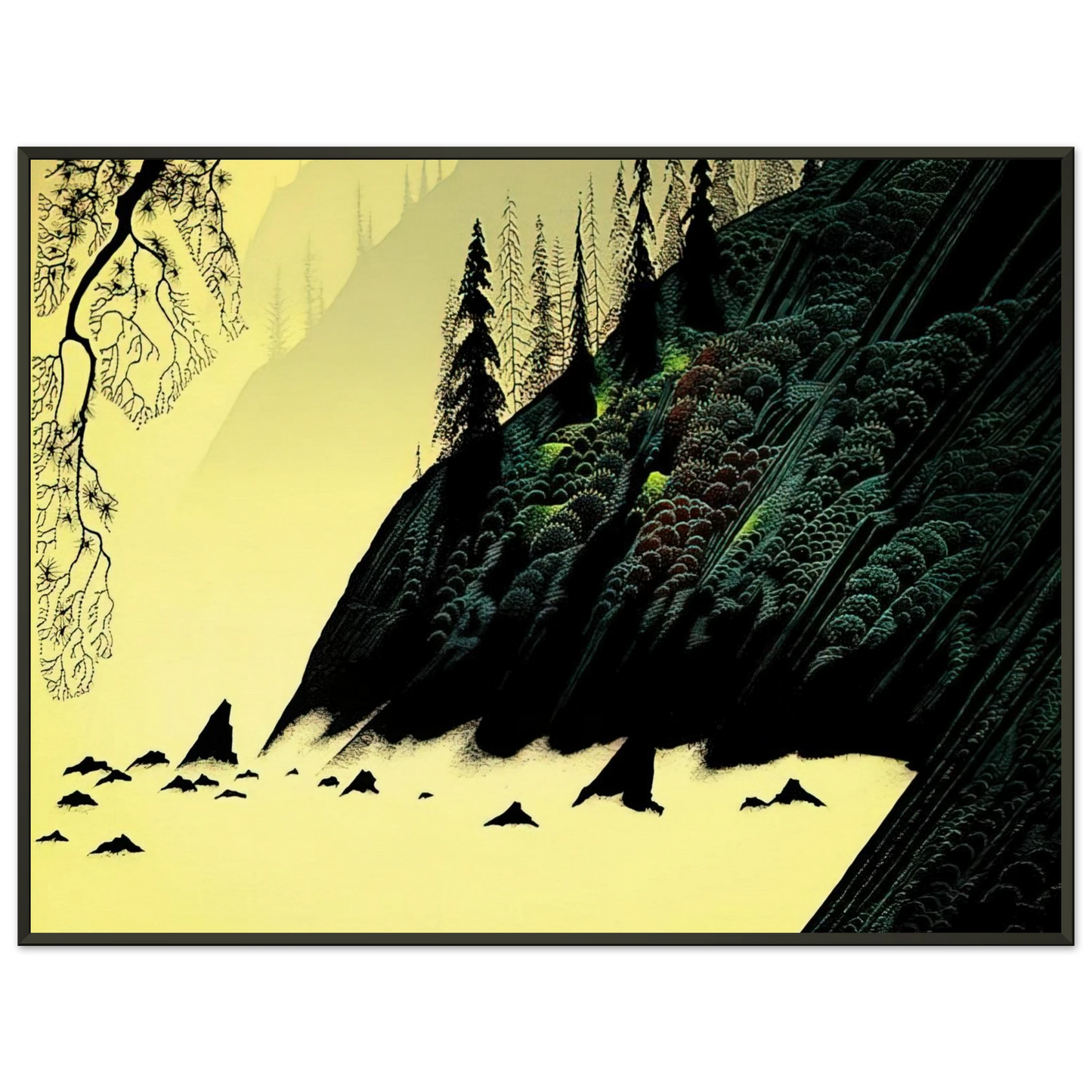Eyvind Earle Spruce Redwood and Pine Framed Art Print - Aluminum Frame - 60x80 cm / 24x32 inches