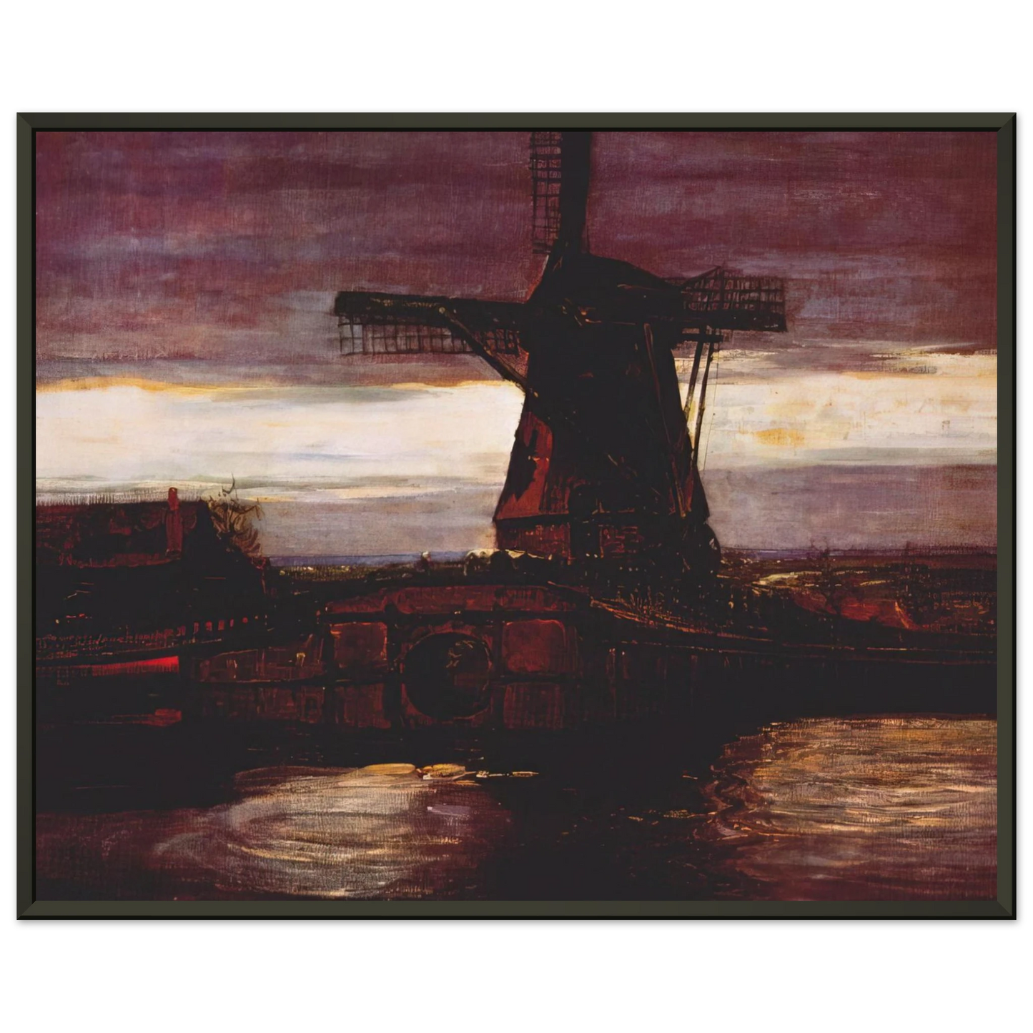 Piet Mondrian Stammer Mill with Streaked Sky Framed Art Print - Aluminum Frame - 40x50 cm / 16x20 inches