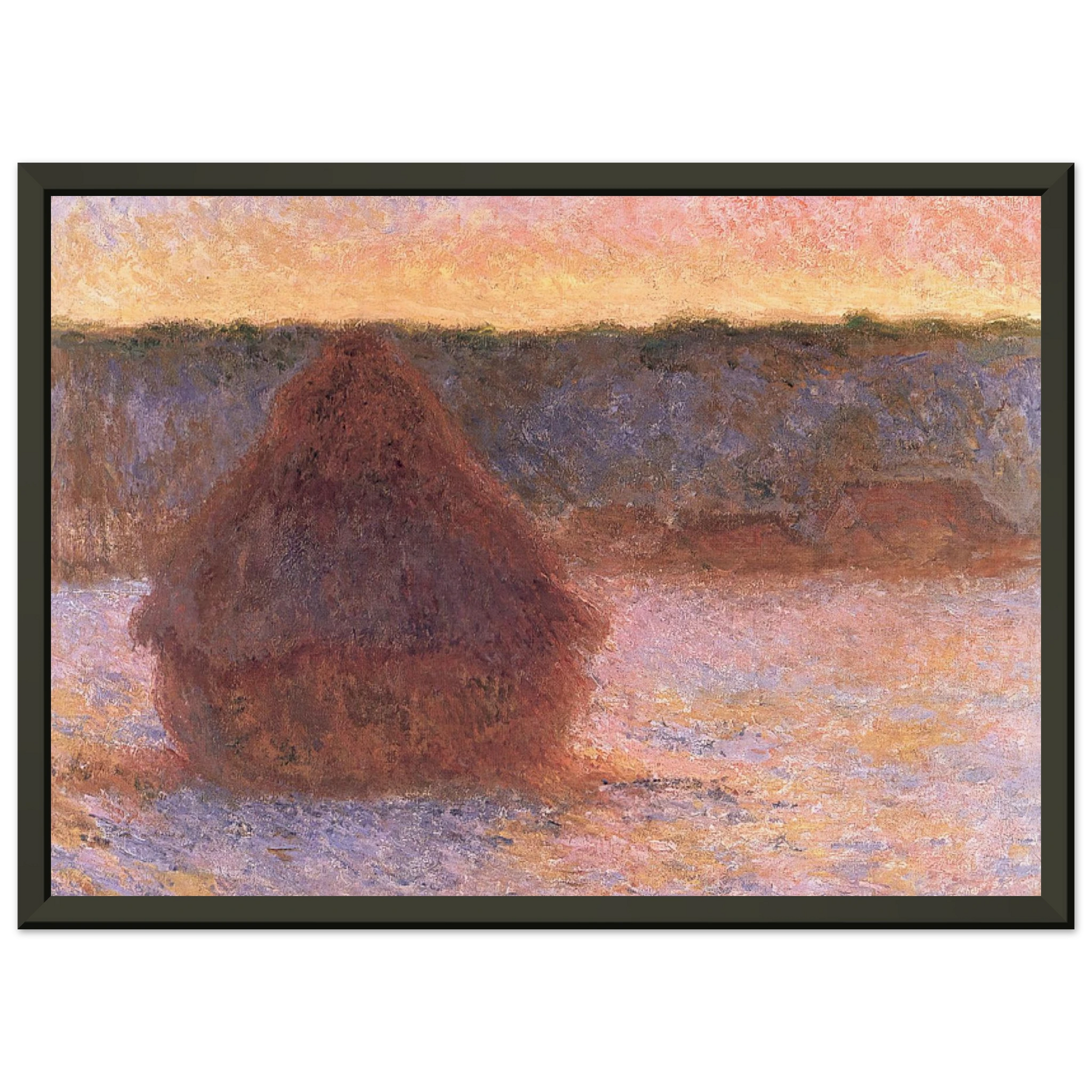 claude monet  Haystacks at Sunset Frosty Weather Framed Art Print  - Aluminum Frame - 60x80 cm / 24x32 inches