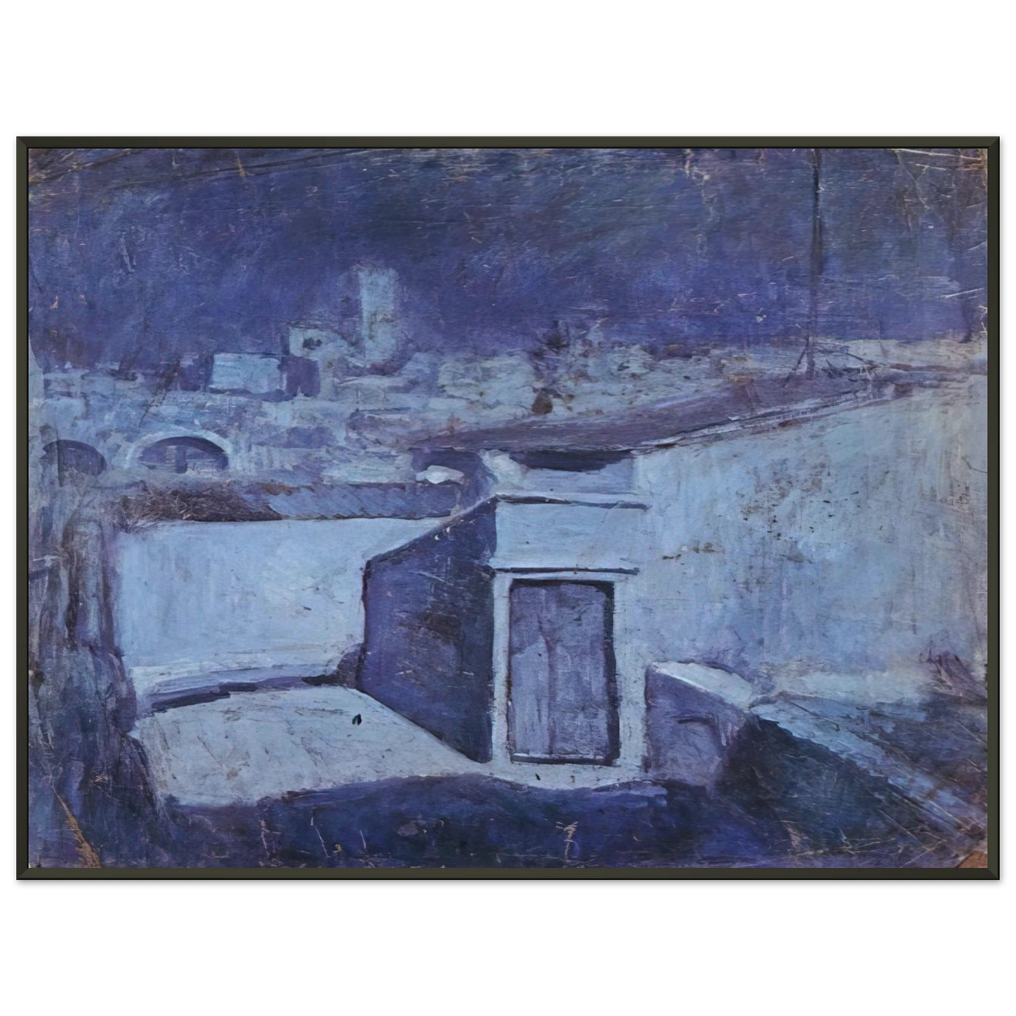 Pablo Picasso  The roofs of Barcelona in the moonlight Framed Art Print  - Aluminum Frame - 60x80 cm / 24x32 inches