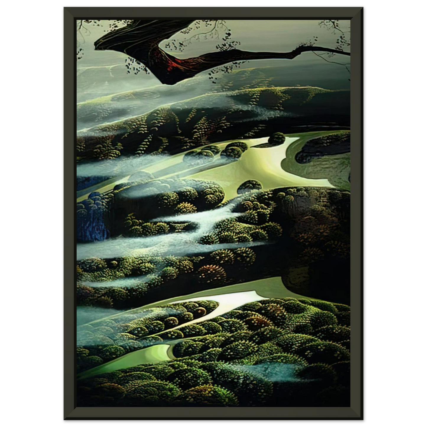 Eyvind Earle  Carmel Valley Memory Framed Art Print  - Aluminum Frame - 60x80 cm / 24x32 inches