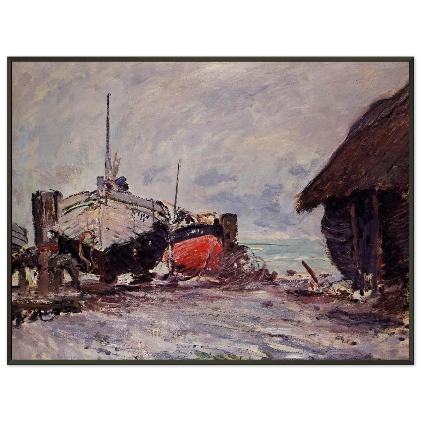 claude monet  Fishing Boats at Etretat Framed Art Print  - Aluminum Frame - 70x100 cm / 28x40 inches