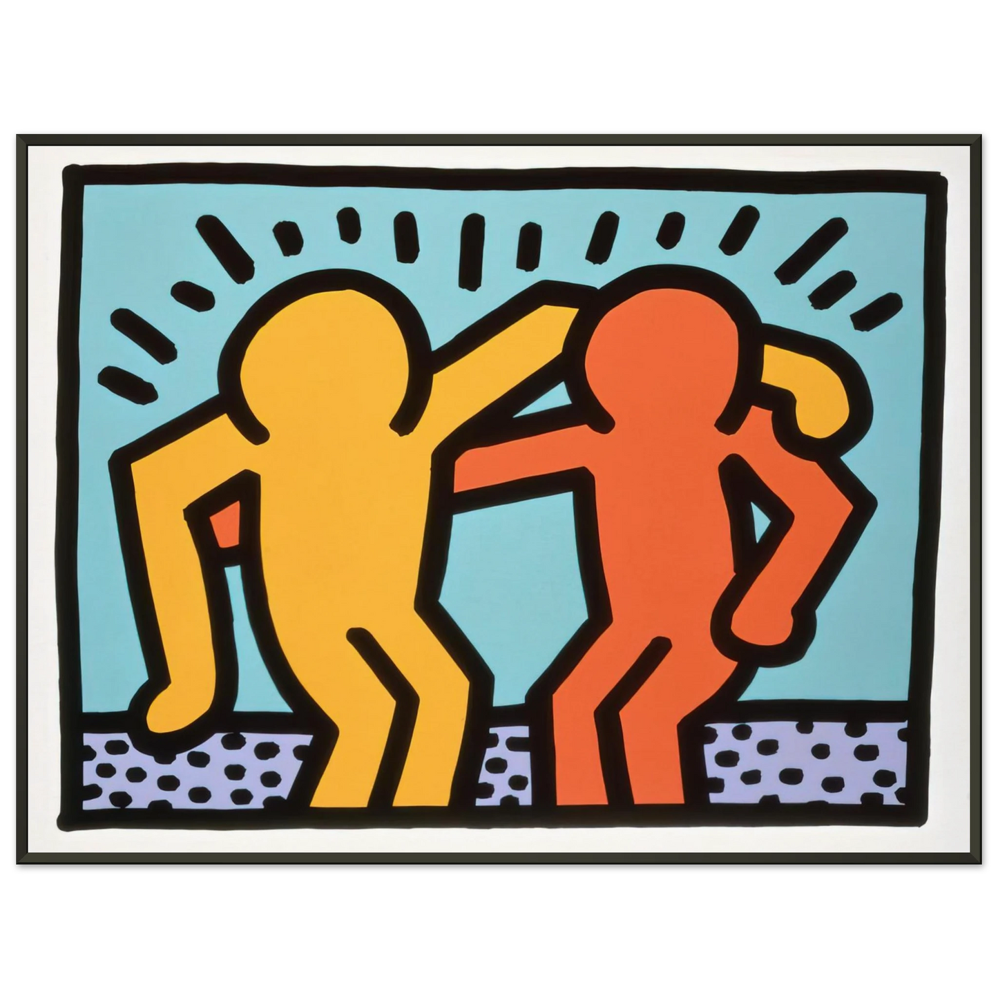 Keith Haring BEST BUDDIES 1990 Framed Art Print - Aluminum Frame - 40x50 cm / 16x20 inches