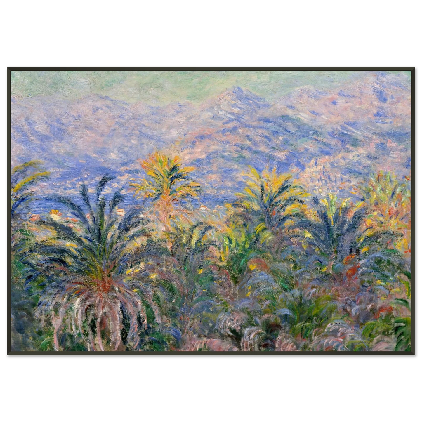 claude monet  Palm Trees at Bordighera Framed Art Print  - Aluminum Frame - 21x29.7 cm / 8x12"