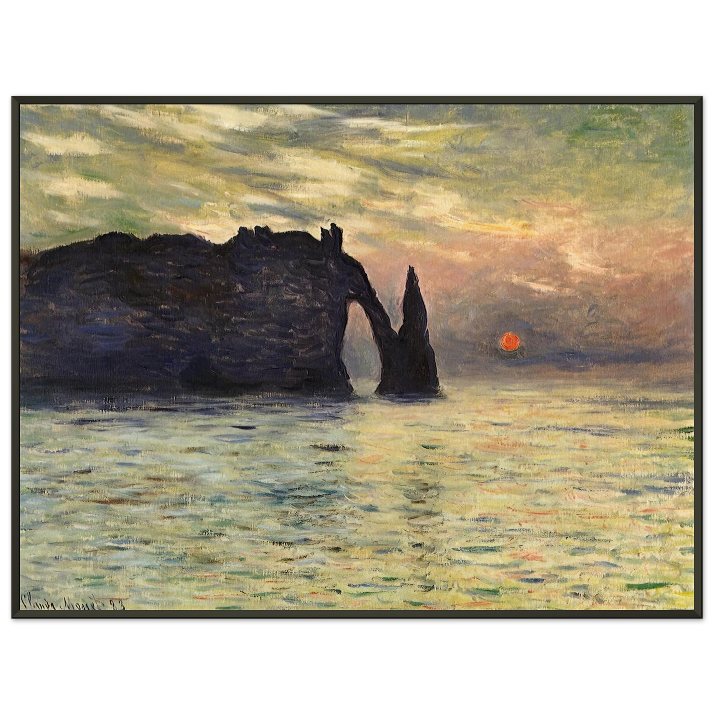 claude monet  The Manneport Cliff at Etretat Sunset Framed Art Print  - Aluminum Frame - 70x100 cm / 28x40 inches