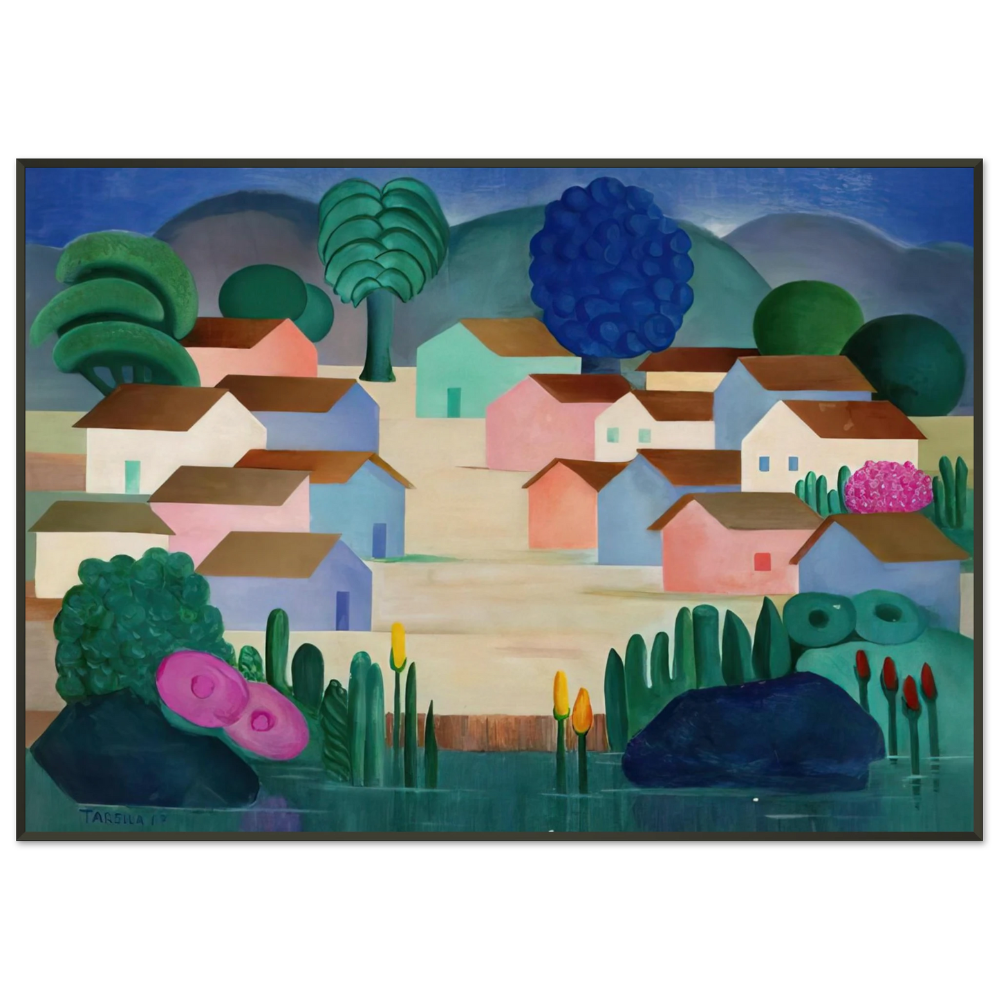 Tarsila do Amaral Landscape with Sixteen Houses Framed Art Print - Aluminum Frame - 21x29.7 cm / 8x12"