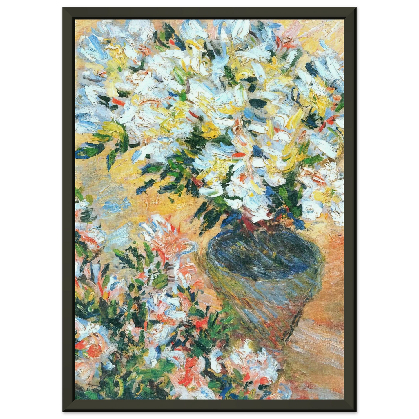 claude monet White Azaleas in a Pot Framed Art Print - Aluminum Frame - 60x80 cm / 24x32 inches