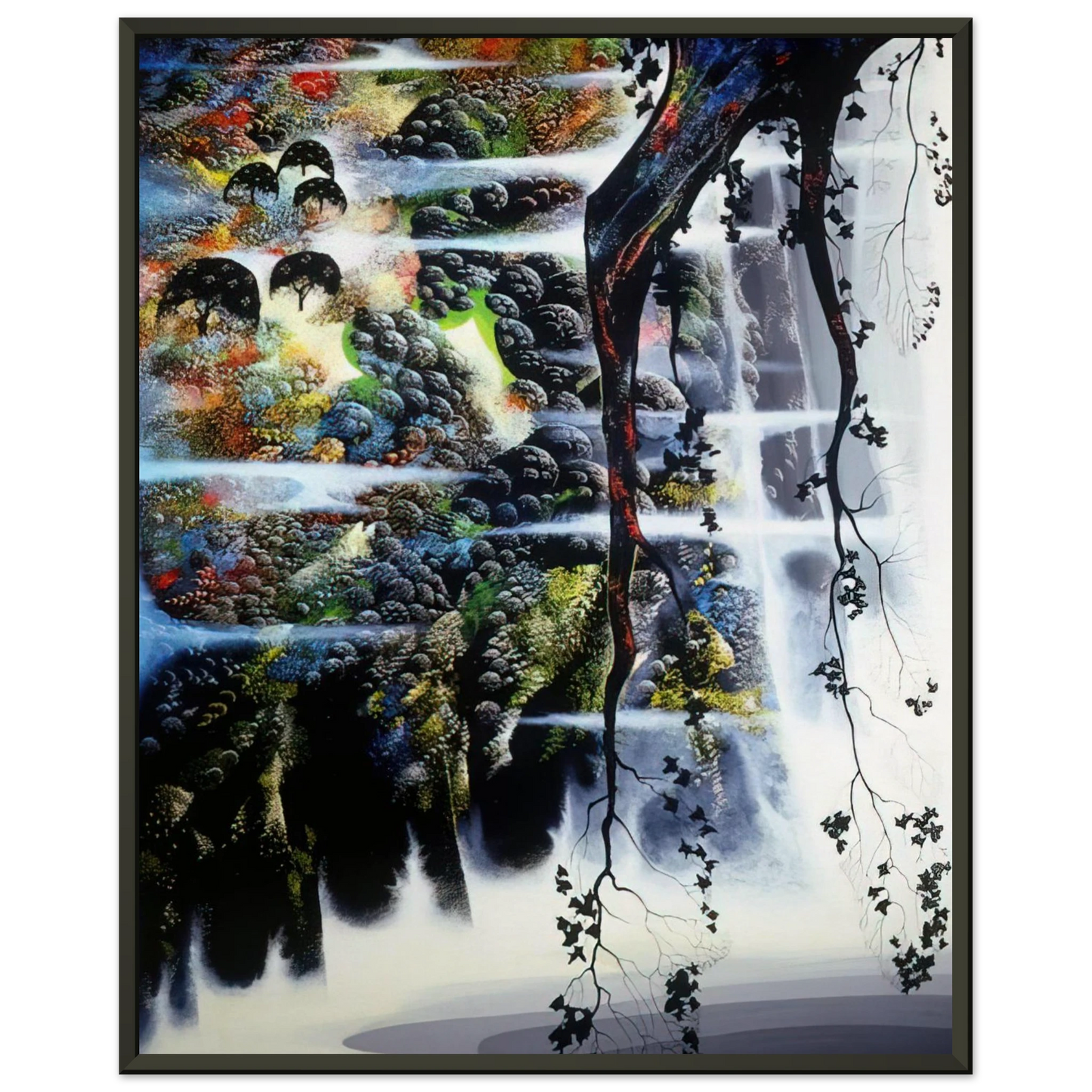 Eyvind Earle  Seaside Wilderness Framed Art Print  - Aluminum Frame - 70x100 cm / 28x40 inches