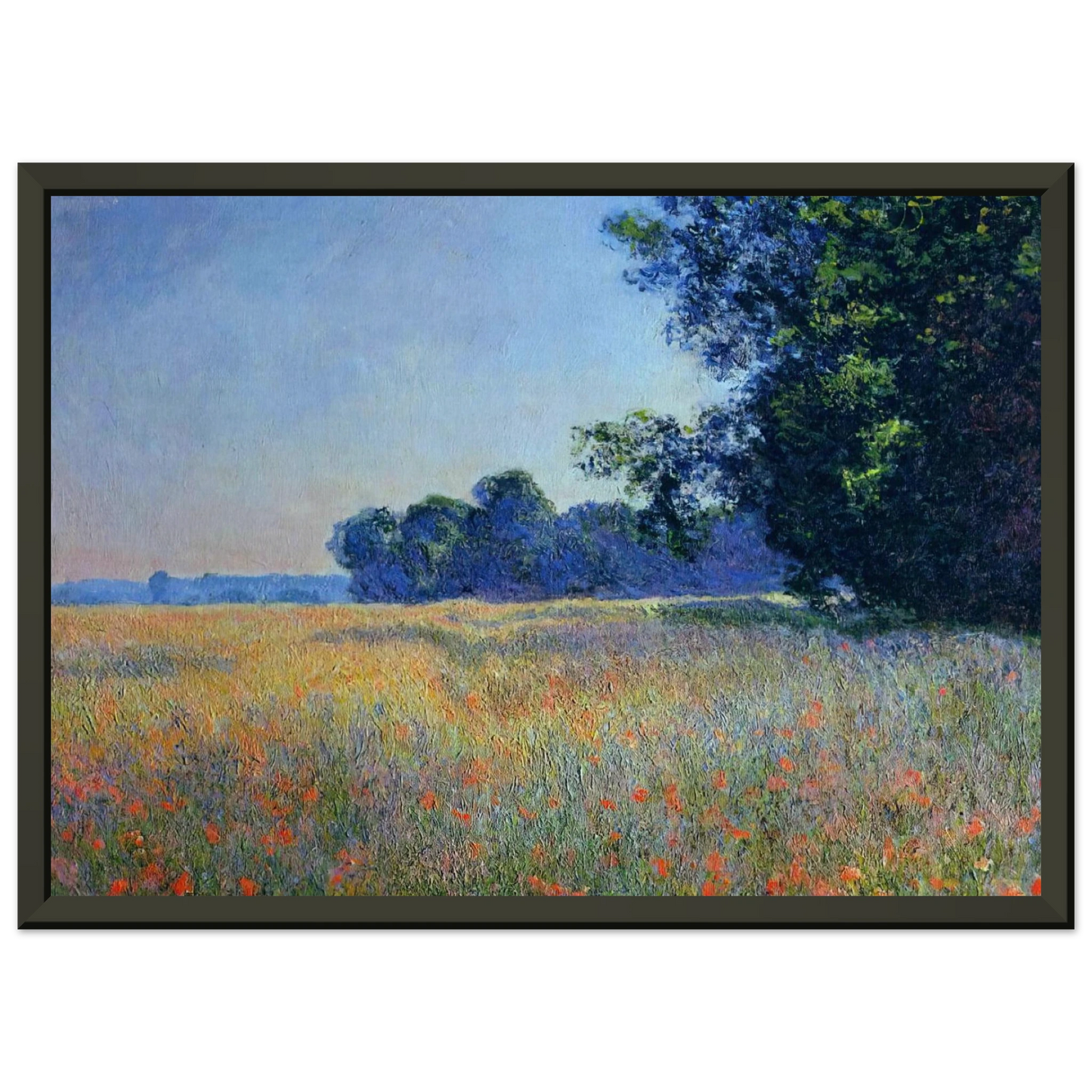 claude monet  Oat and Poppy Field Giverny Framed Art Print  - Aluminum Frame - 60x80 cm / 24x32 inches