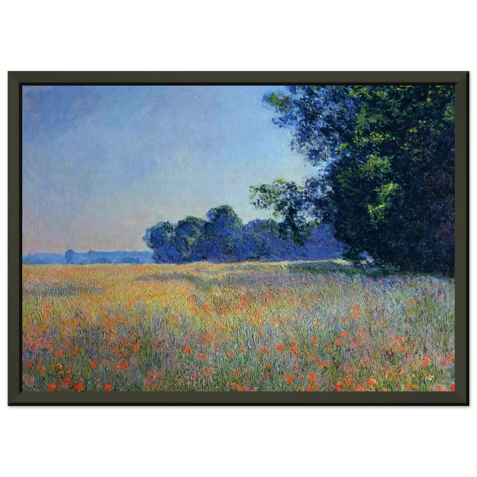 claude monet  Oat and Poppy Field Giverny Framed Art Print  - Aluminum Frame - 60x80 cm / 24x32 inches
