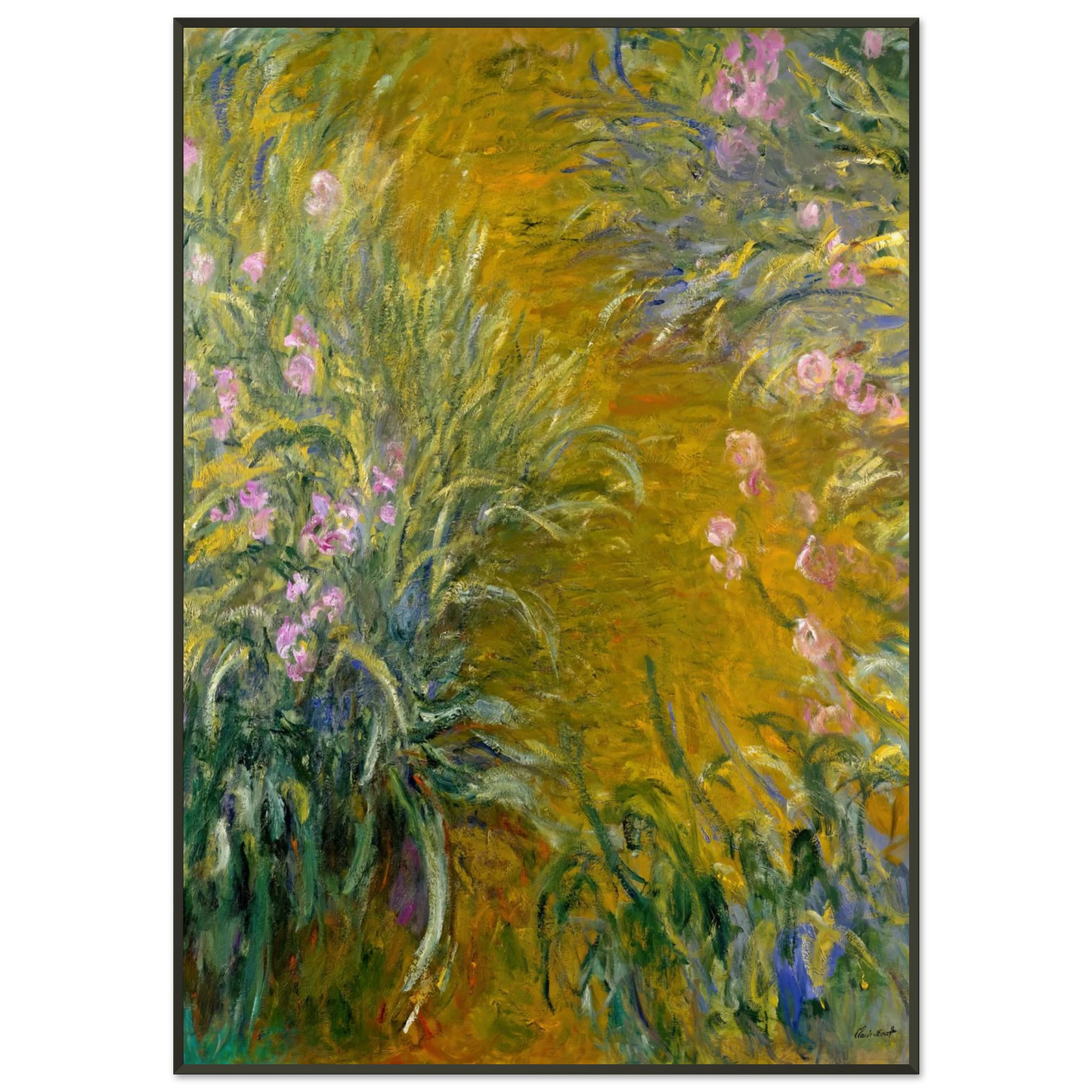 claude monet  Path through the Irises 01 Framed Art Print  - Aluminum Frame - 21x29.7 cm / 8x12"