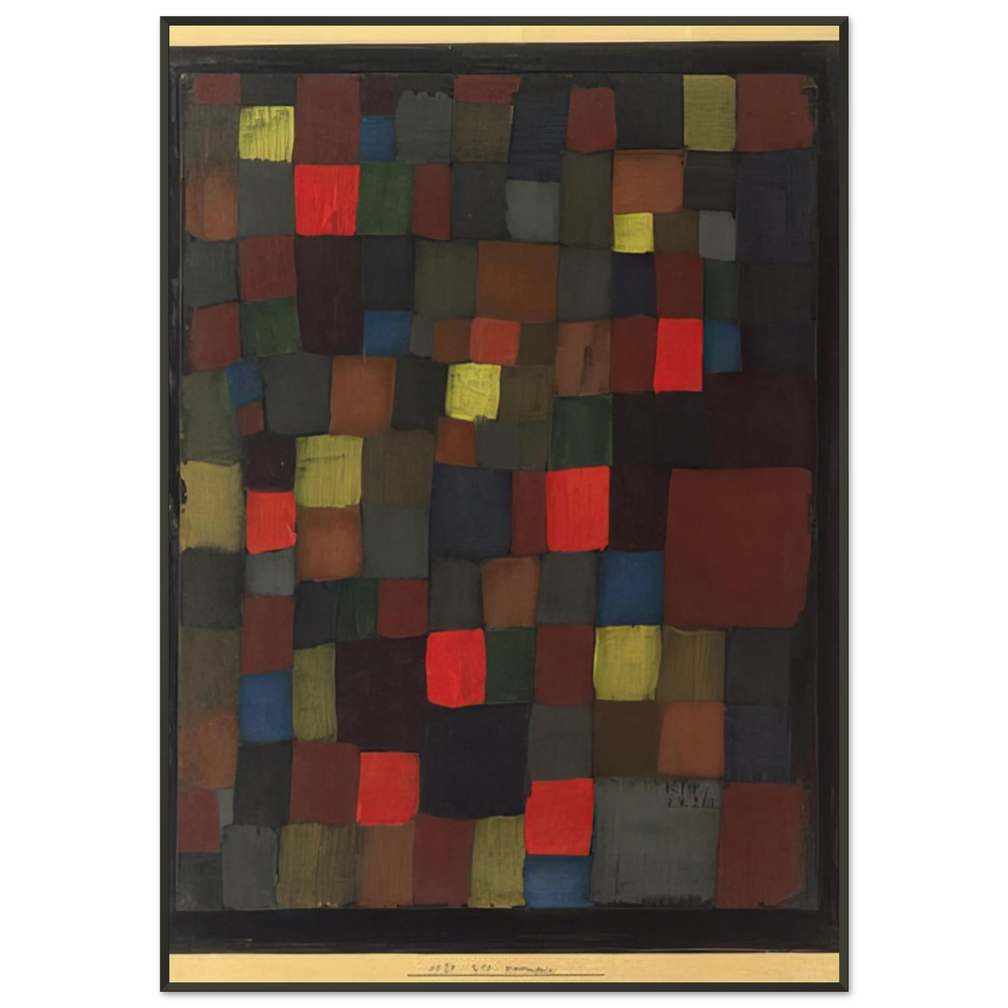 Paul Klee ABSTRACT COLOUR HARMONY IN SQUARES WITH VERMILLION ACCENTS 1924 Framed Art Print - Aluminum Frame - 21x29.7 cm / 8x12"