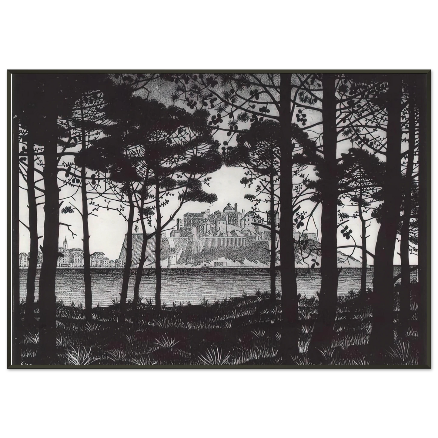 MC Escher  PINETA OF CALVI CORSICA Framed Art Print  - Aluminum Frame - 21x29.7 cm / 8x12"