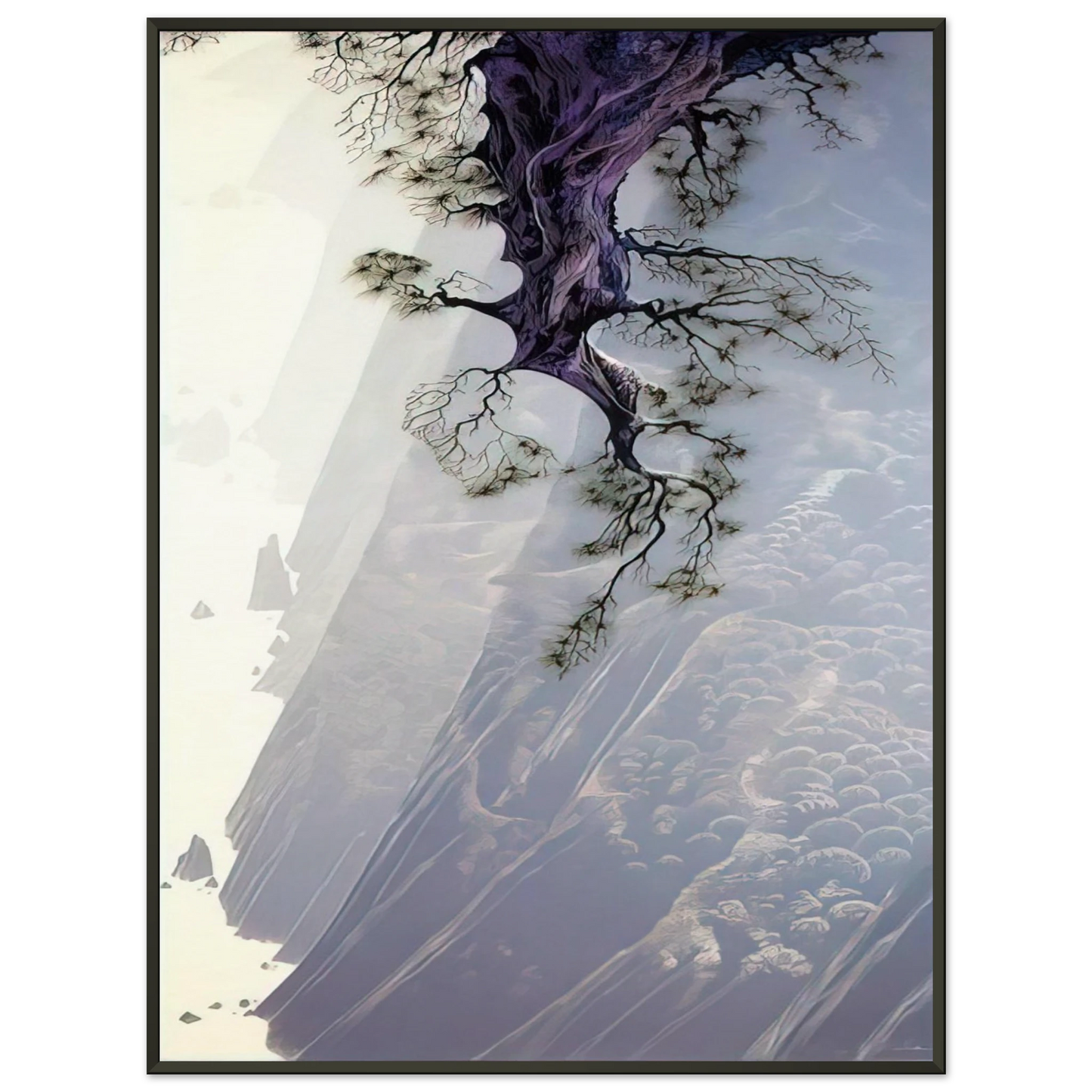 Eyvind Earle  Mountain Rise Framed Art Print  - Aluminum Frame - 70x100 cm / 28x40 inches