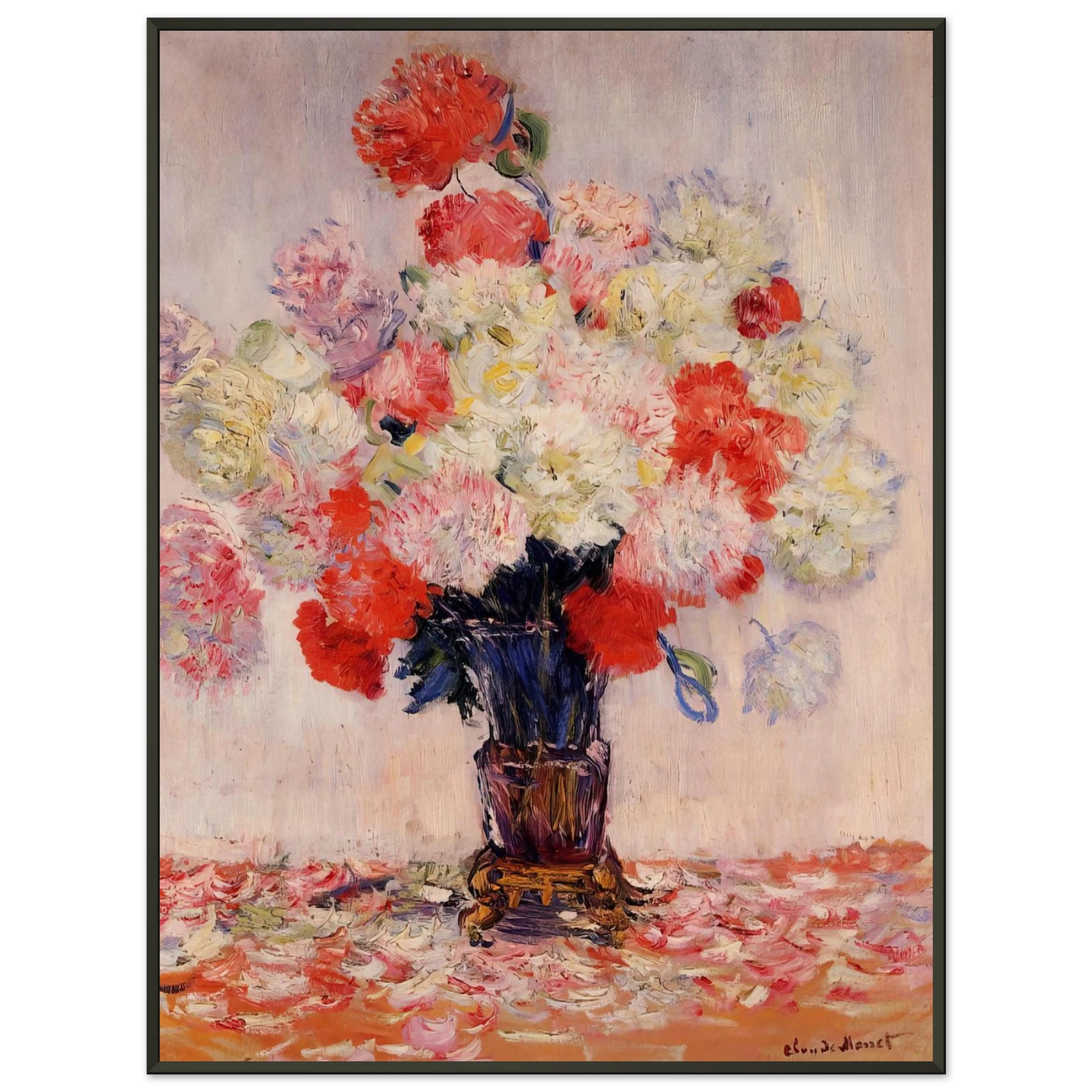 claude monet Vase of Peonies Framed Art Print - Aluminum Frame - 60x80 cm / 24x32 inches