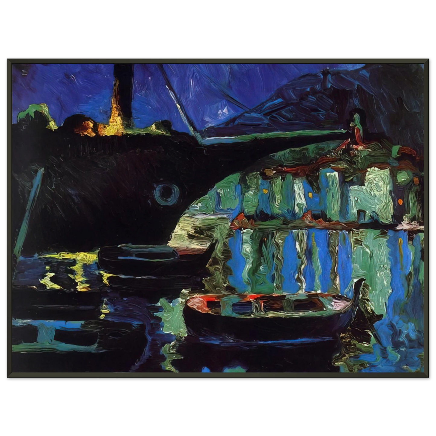 Salvador Dali PORT OF CADAQUES NIGHT Framed Art Print - Aluminum Frame - 40x50 cm / 16x20 inches