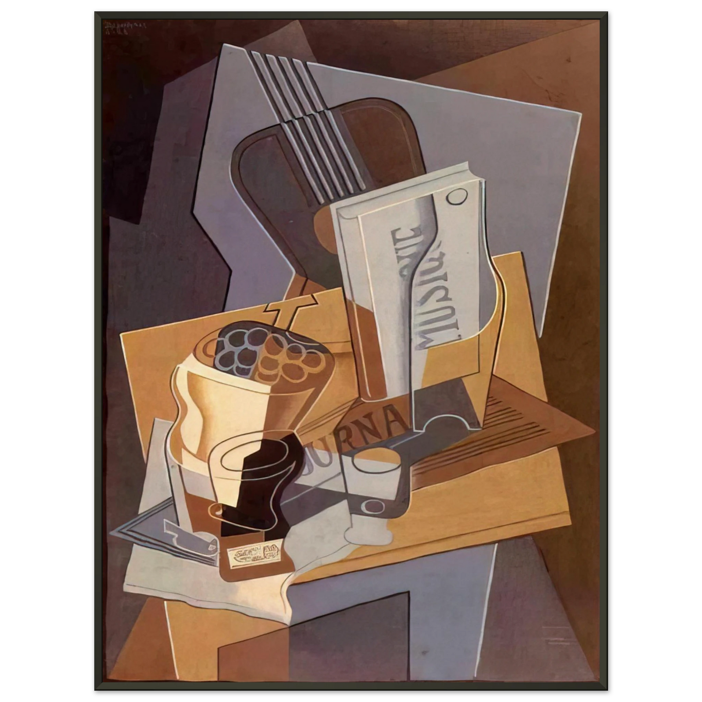Juan Gris  THE BOOK OF MUSIC 1922 Framed Art Print  - Aluminum Frame - 40x50 cm / 16x20 inches