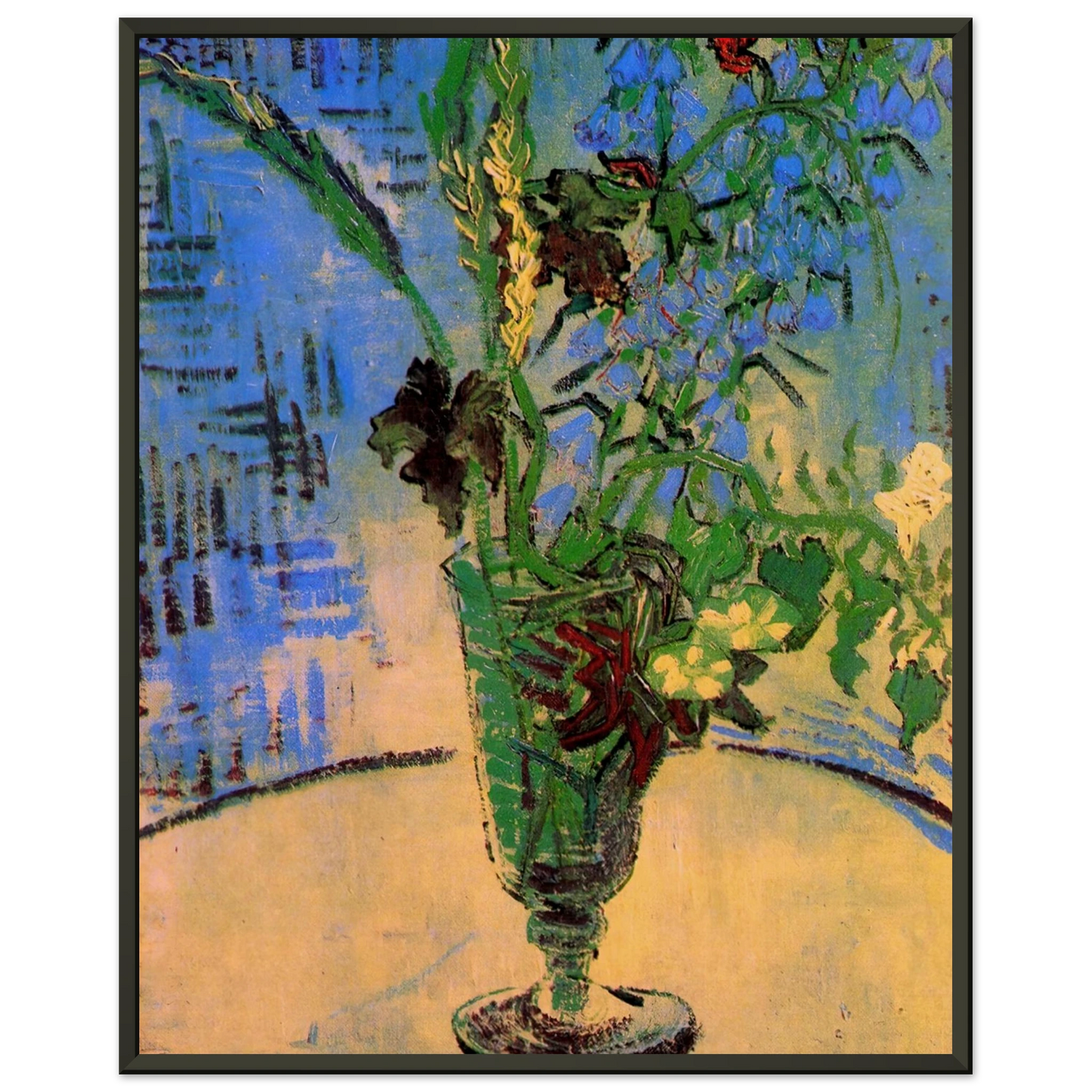 Vincent van Gogh  Still Life Glass with Wild Flowers Framed Art Print  - Aluminum Frame - 40x50 cm / 16x20 inches