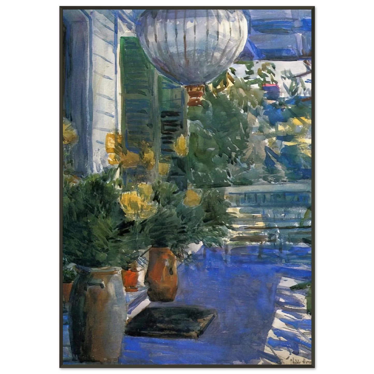 Childe Hassam Veranda of the Old House Framed Art Print - Aluminum Frame - 21x29.7 cm / 8x12"