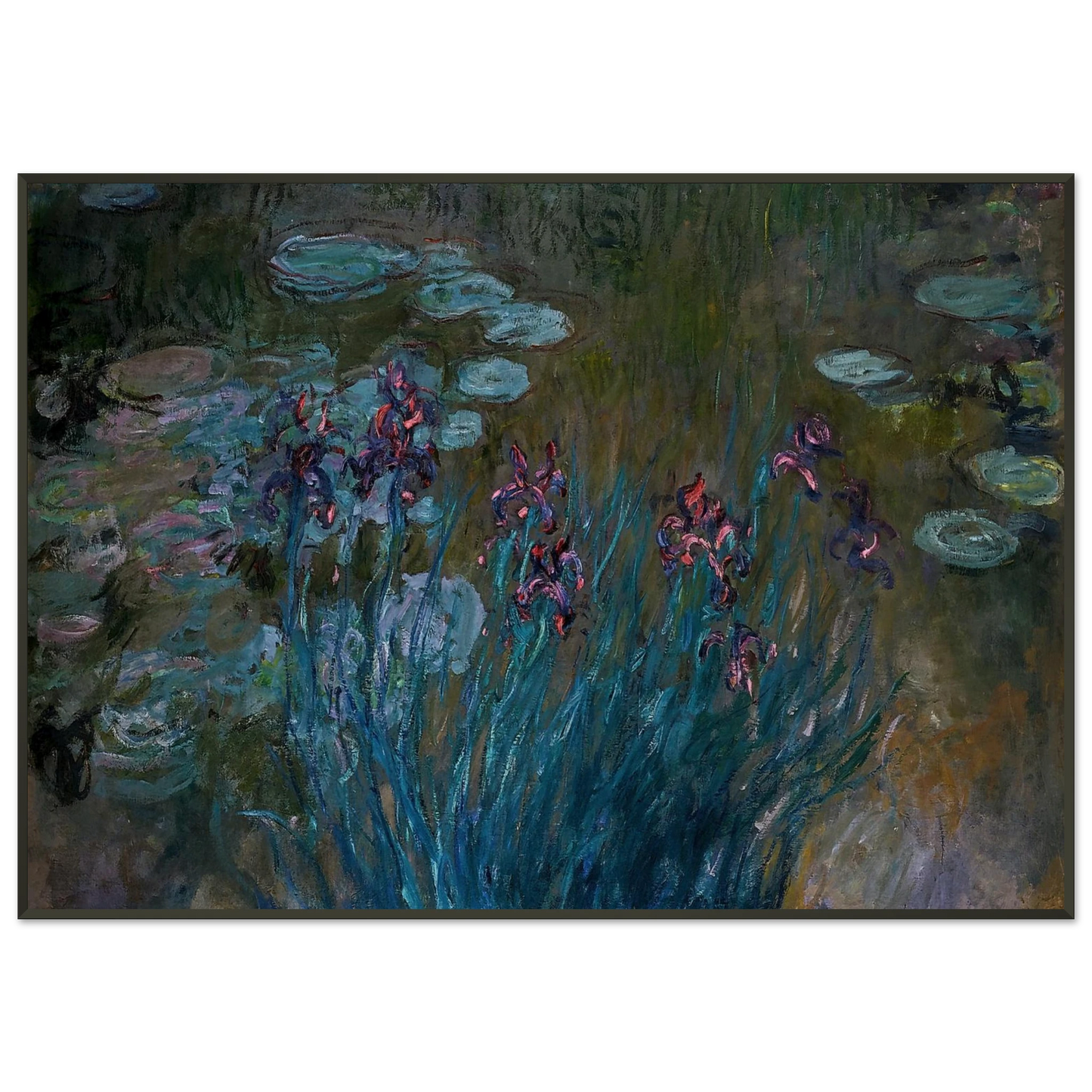 claude monet  Irises and WaterLilies Framed Art Print  - Aluminum Frame - 21x29.7 cm / 8x12"