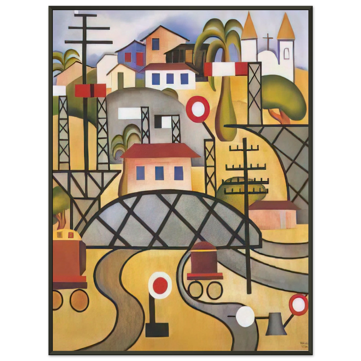 Tarsila do Amaral EFCB Estrada de Ferro Central do Brasil Framed Art Print - Aluminum Frame - 40x50 cm / 16x20 inches