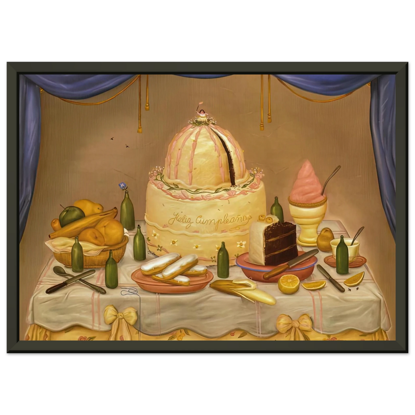 Fernando Botero HAPPY BIRTHDAY Framed Art Print - Aluminum Frame - 40x50 cm / 16x20 inches