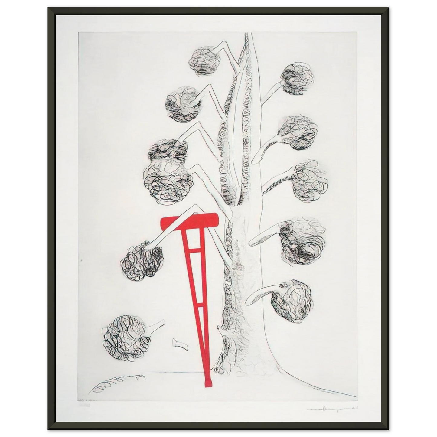 Louise Bourgeois TREE WITH RED CRUTCH 1998 Framed Art Print - Aluminum Frame - 40x50 cm / 16x20 inches