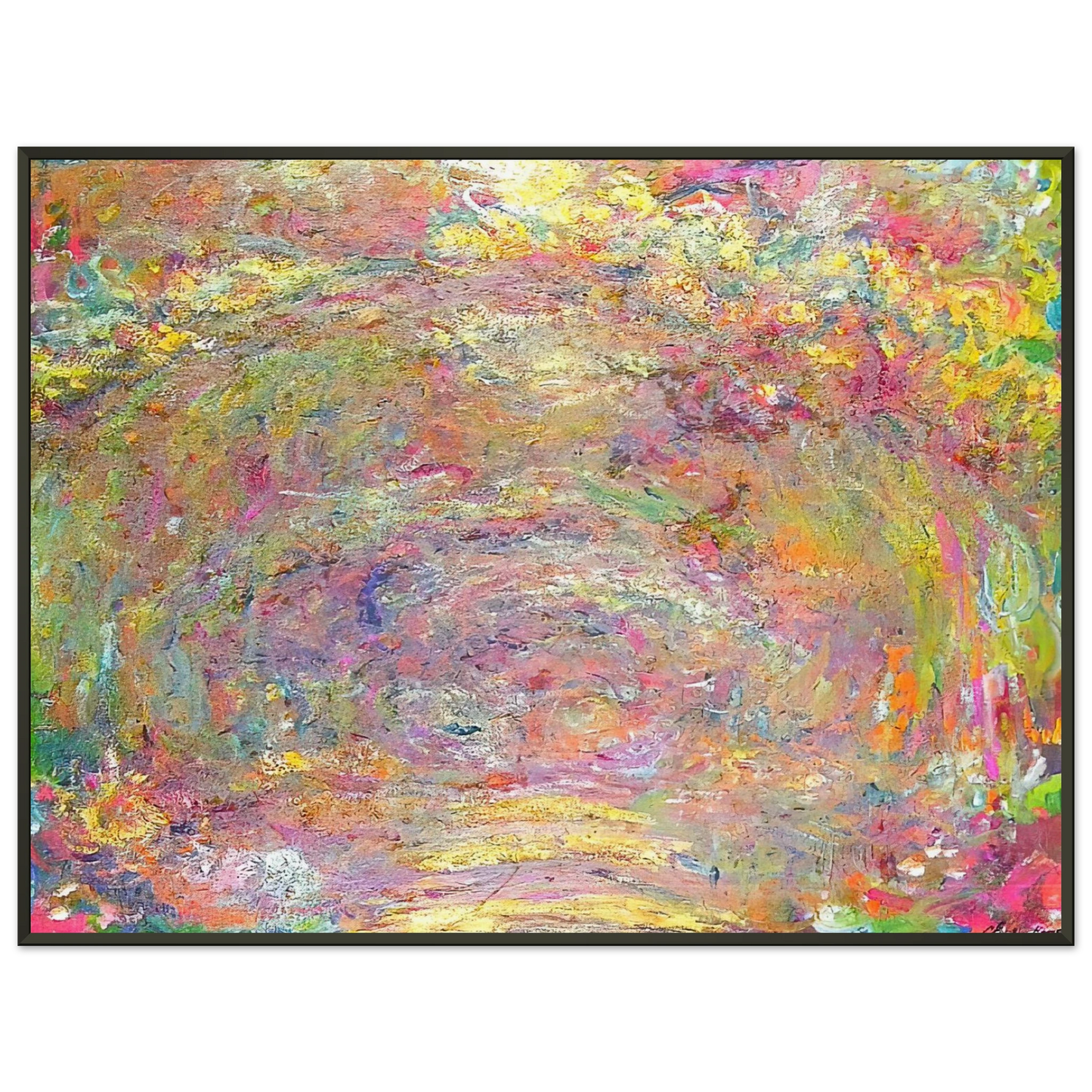 claude monet  Path under the Rose Trellises Framed Art Print  - Aluminum Frame - 70x100 cm / 28x40 inches