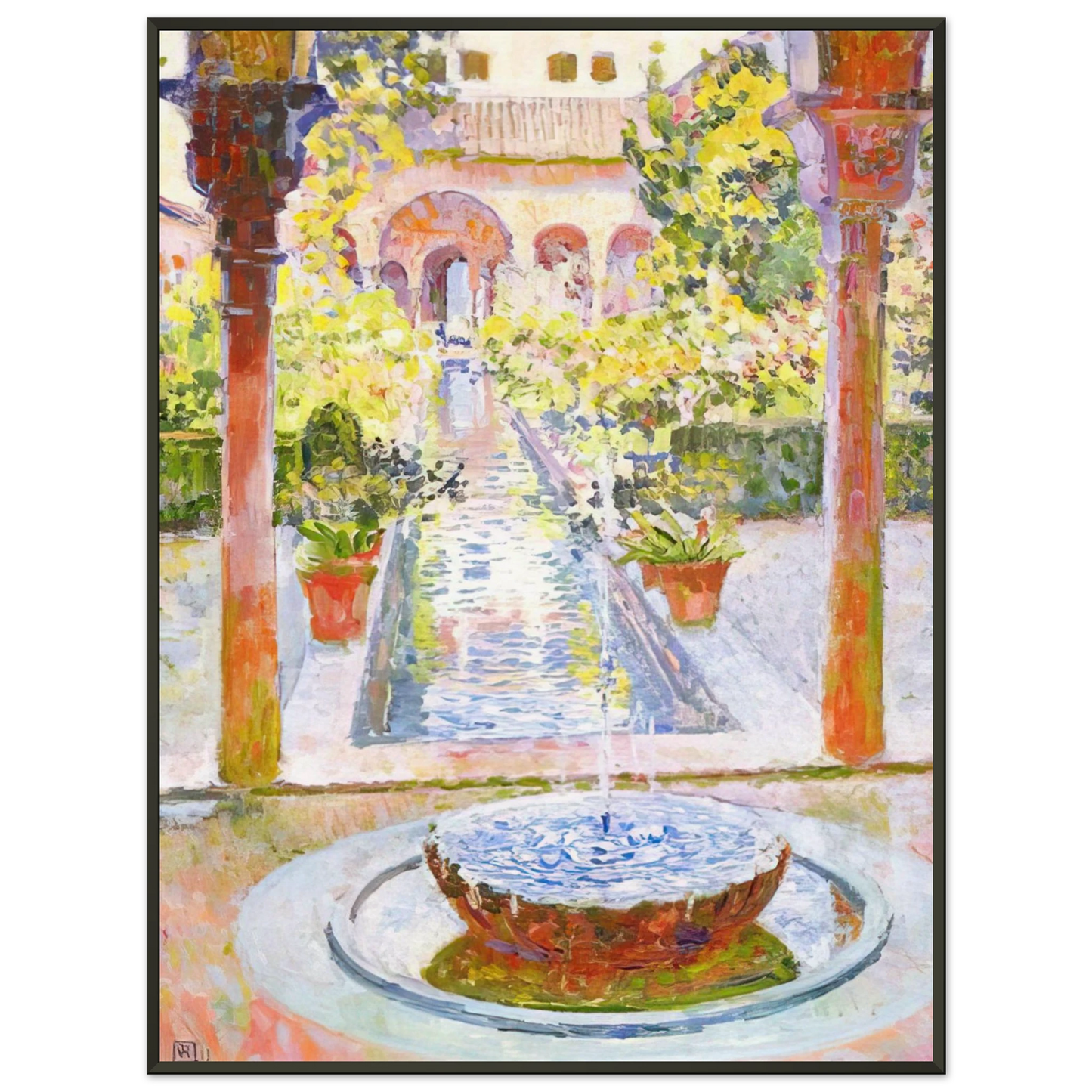 Theo van Rysselberghe THE GARDENS OF GENERALIFE IN GRENADA 1913 Framed Art Print - Aluminum Frame - 40x50 cm / 16x20 inches