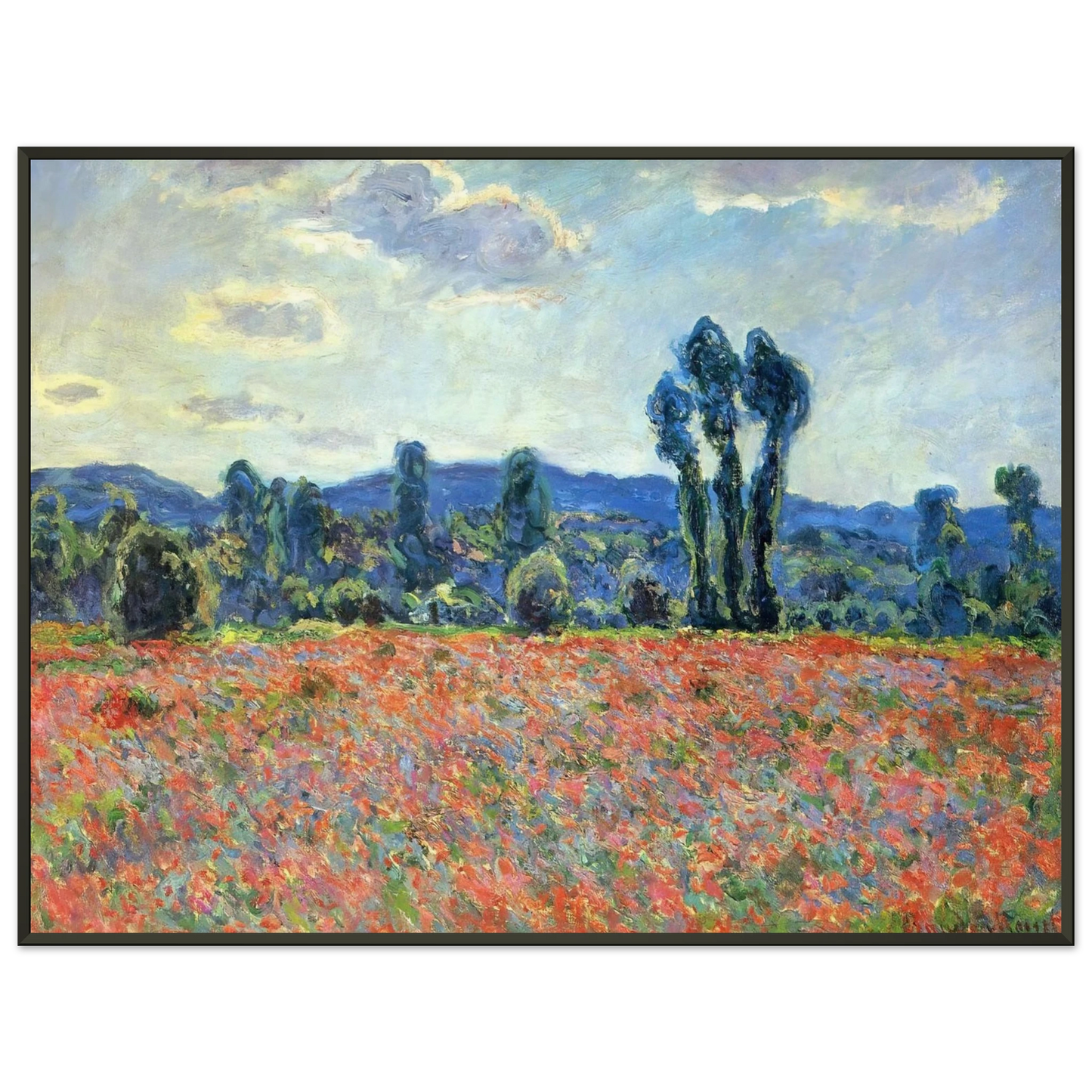 claude monet  Poppy Field in Giverny Framed Art Print  - Aluminum Frame - 40x50 cm / 16x20 inches