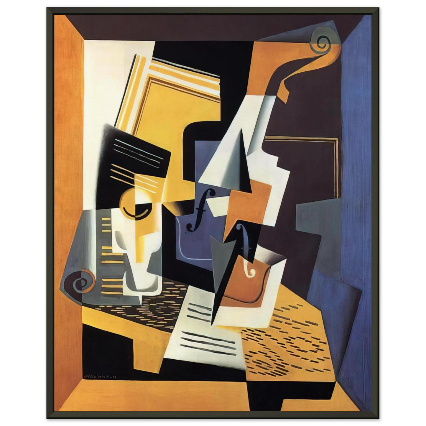 Juan Gris VIOLIN AND GLASS 1918 Framed Art Print - Aluminum Frame - 40x50 cm / 16x20 inches