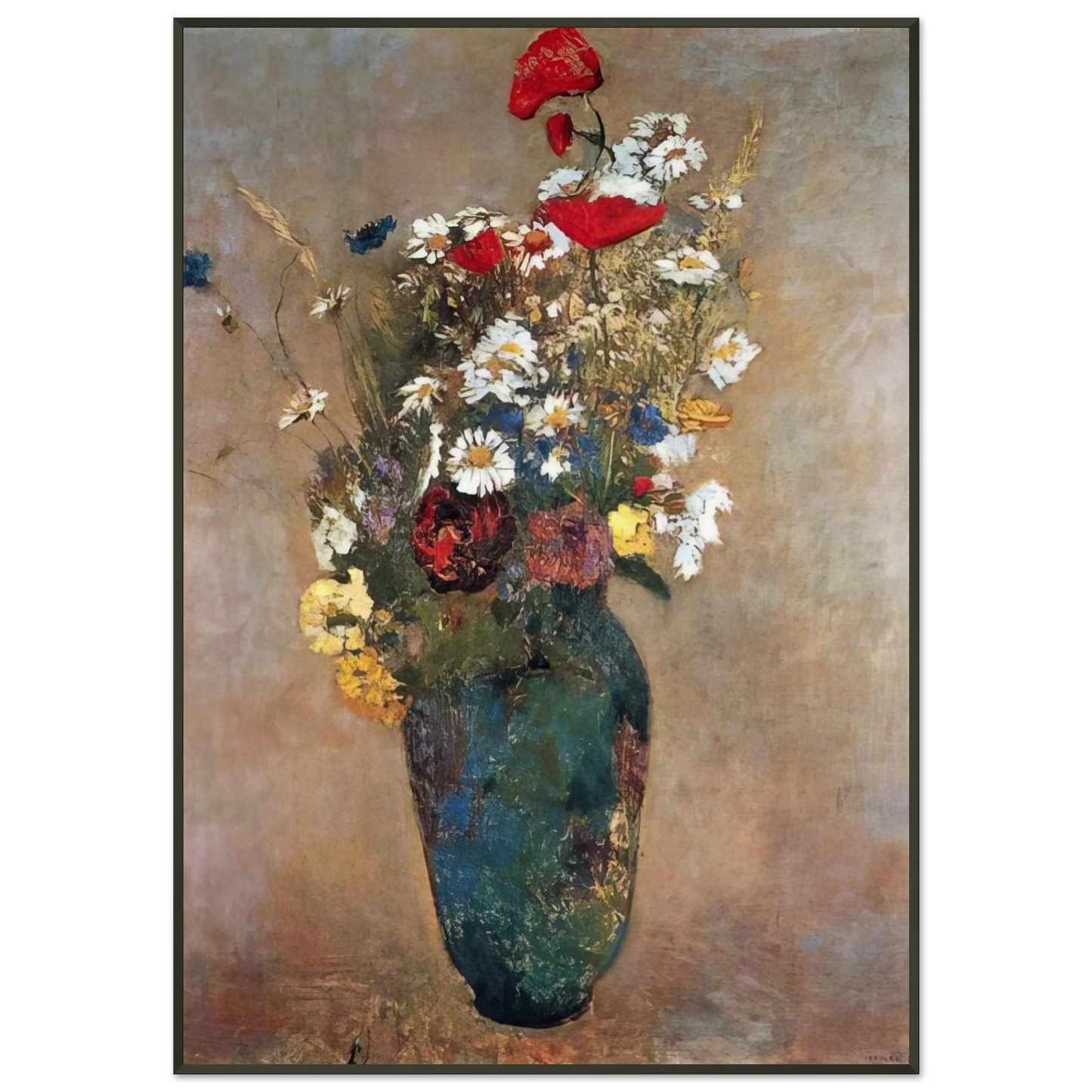Odilon Redon VASE WITH FLOWERS Framed Art Print - Aluminum Frame - 21x29.7 cm / 8x12"