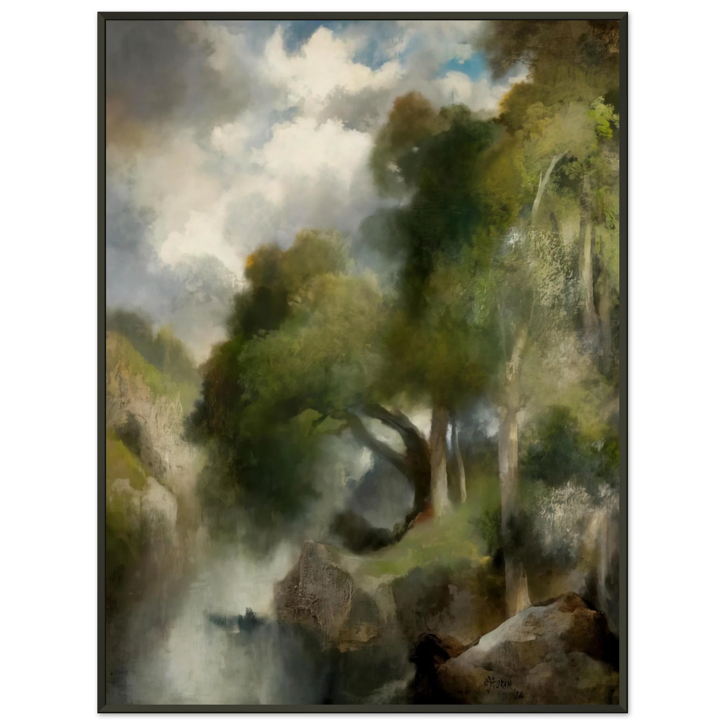 Thomas Moran California Landscape Framed Art Print - Aluminum Frame - 70x100 cm / 28x40 inches