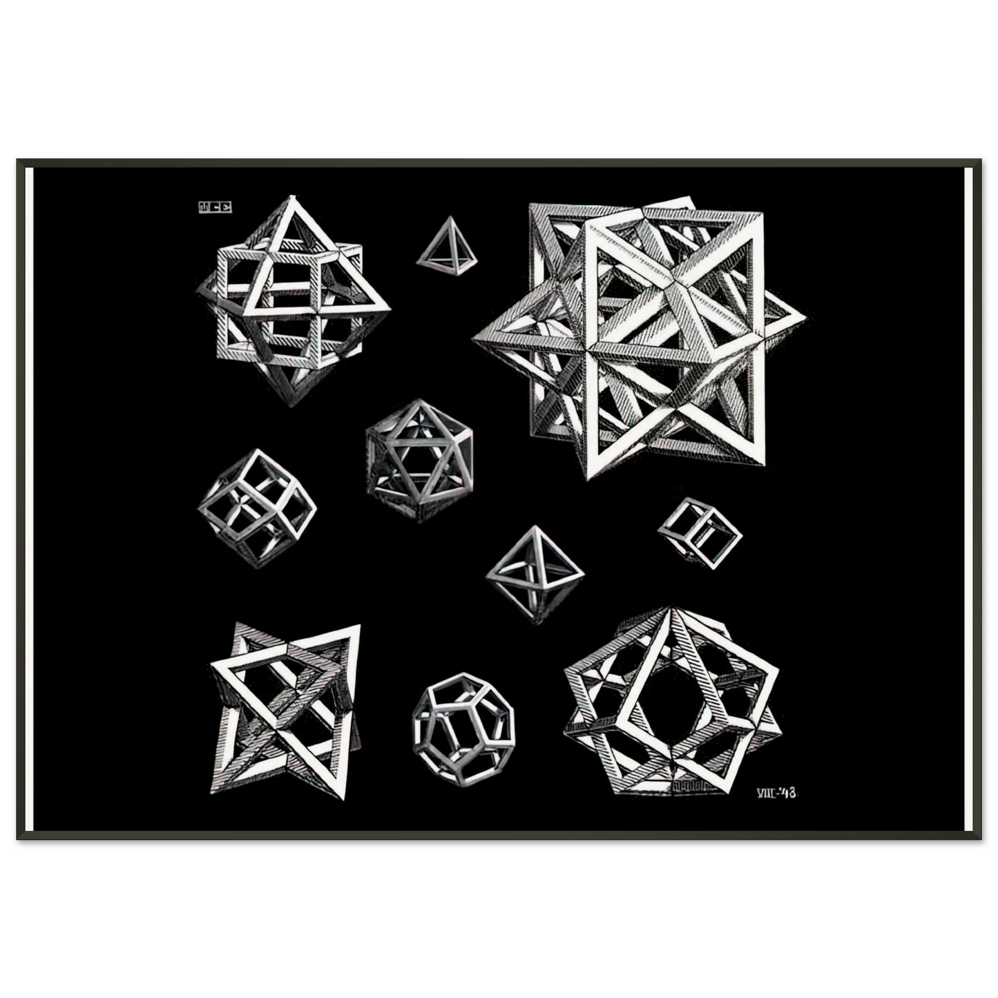 MC Escher  STUDY FOR STARS Framed Art Print  - Aluminum Frame - 21x29.7 cm / 8x12"