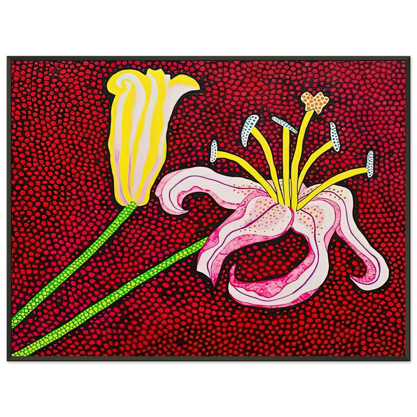 Yayoi Kusama READY TO BLOSSOM IN THE MORNING 1989 Framed Art Print - Aluminum Frame - 70x100 cm / 28x40 inches