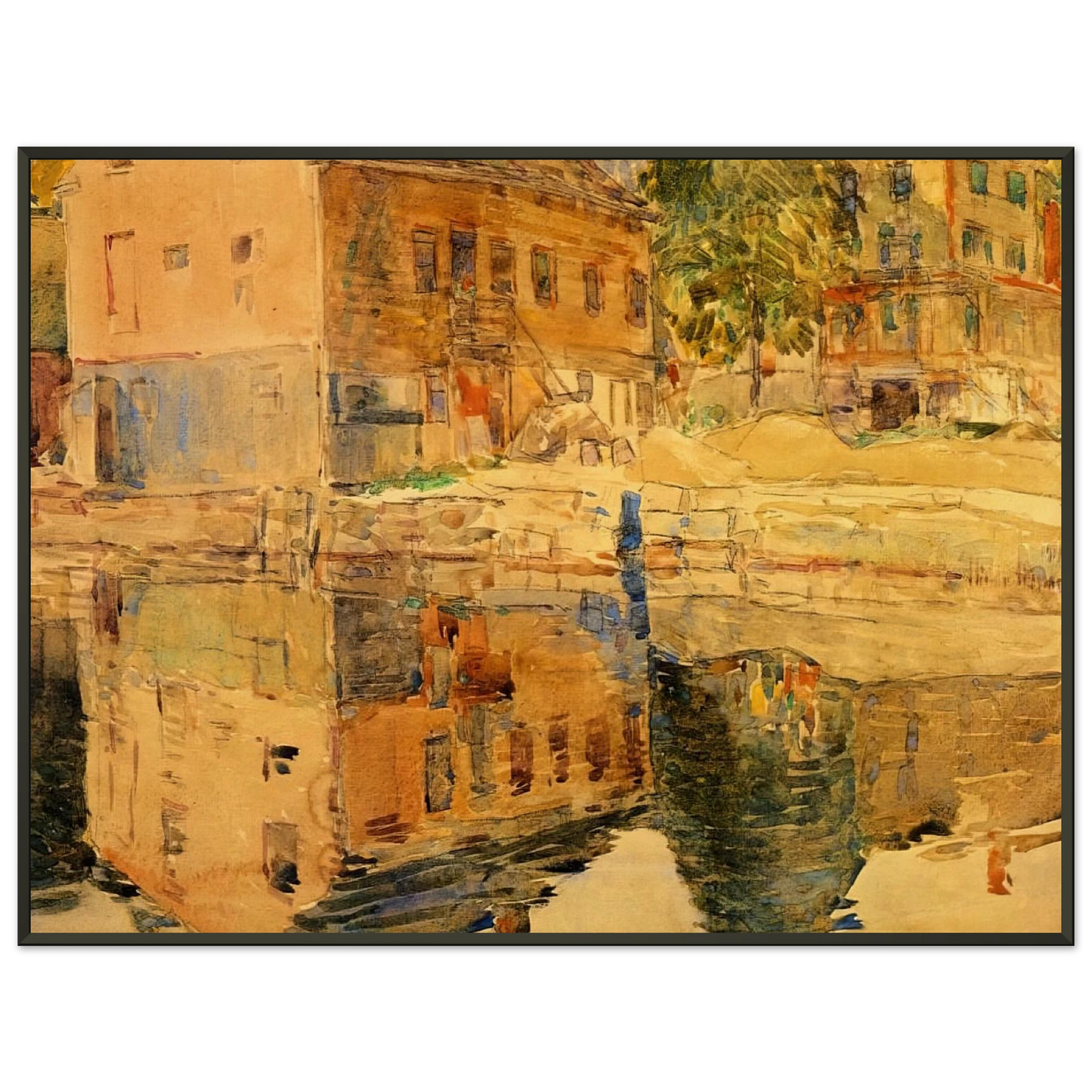 Childe Hassam The Mirror Cos Cob Connecticut Framed Art Print - Aluminum Frame - 60x80 cm / 24x32 inches