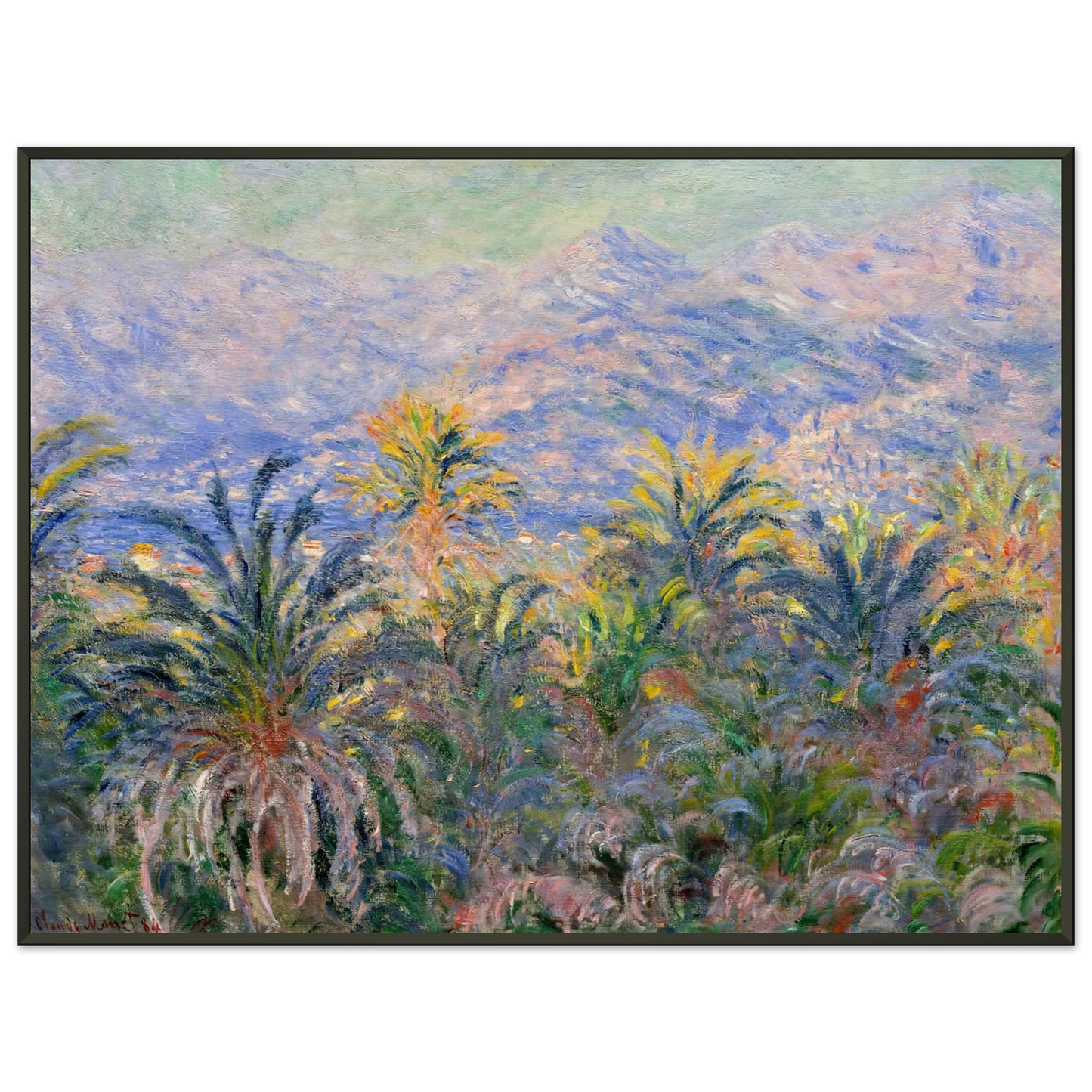 claude monet  Palm Trees at Bordighera Framed Art Print  - Aluminum Frame - 70x100 cm / 28x40 inches