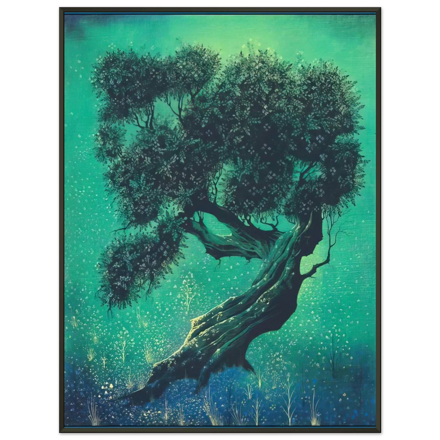 Eyvind Earle Solitary Bonsai Framed Art Print - Aluminum Frame - 70x100 cm / 28x40 inches