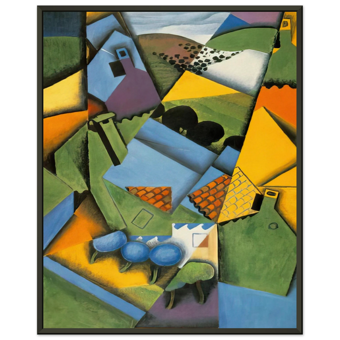 Juan Gris  LANDSCAPE WITH HOUSE AT CERET 1913 Framed Art Print  - Aluminum Frame - 70x100 cm / 28x40 inches