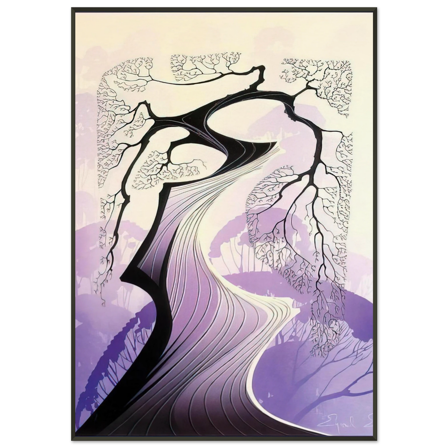 Eyvind Earle  Carmel Cypress Framed Art Print  - Aluminum Frame - 21x29.7 cm / 8x12"