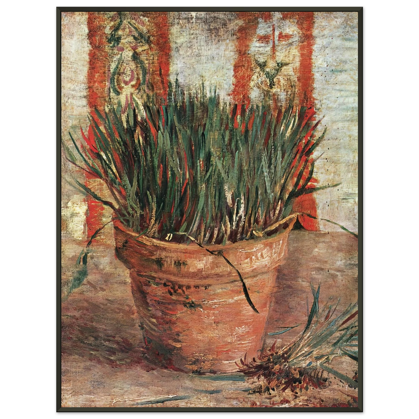 Vincent van Gogh  Flowerpot with Chives Framed Art Print  - Aluminum Frame - 70x100 cm / 28x40 inches