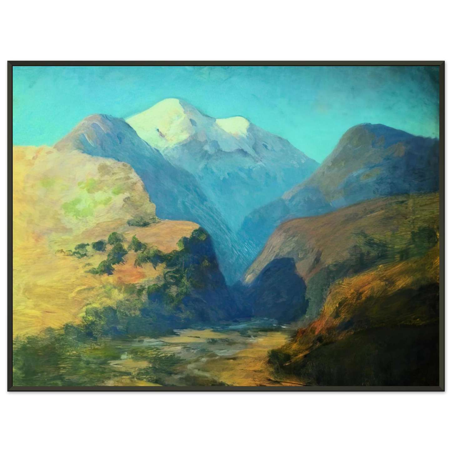 Arkhyp Kuindzhi Snowy mountain peaks Caucasus Framed Art Print - Aluminum Frame - 40x50 cm / 16x20 inches